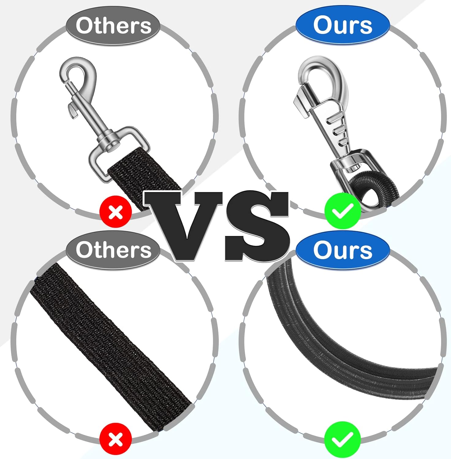 4 Pack Bungee Cross Ties Set Horse Trailer Tie Straps Bulk Cords with Snaps for Accessories, 36 Inch Long (Black) Black - - Image 4