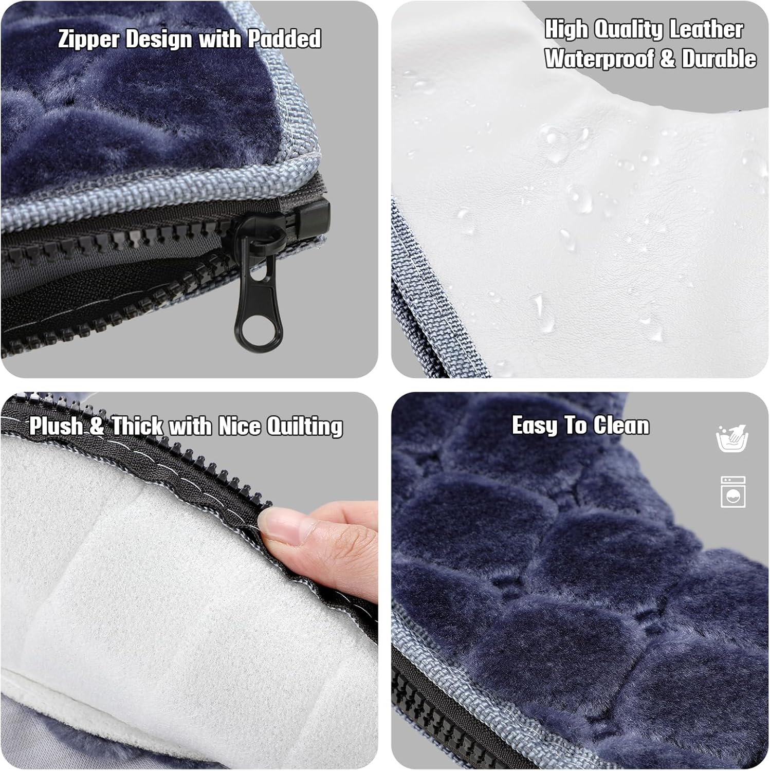 4 Pcs Toilet Seat Covers Pads for Bathroom Comfortable Cushion Cover Soft Thicker Warmer Washable Pad with Zipper Home Reusable(Modern,Gray, Violet, Red, Brown) Gray, Brown Modern - Image 3