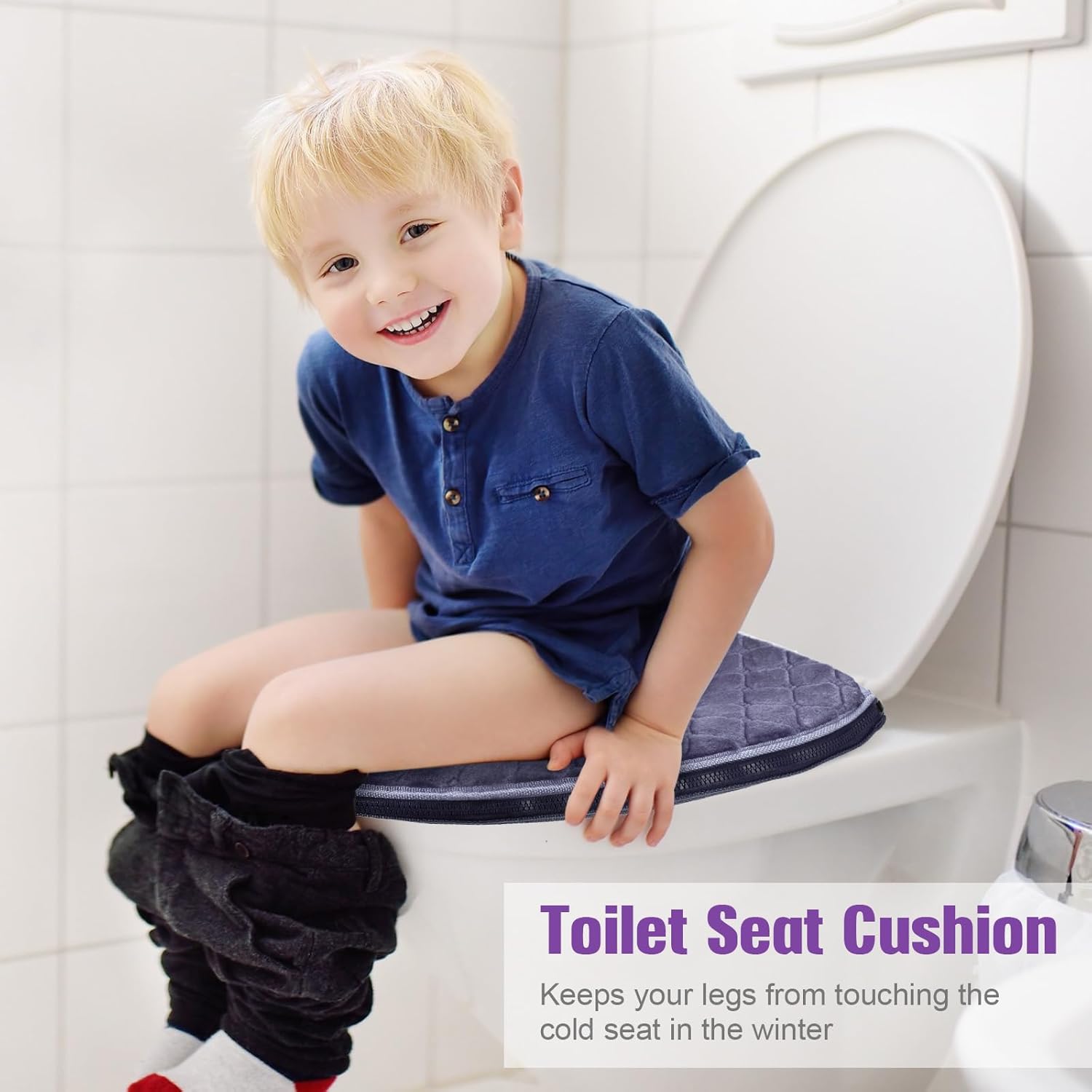 4 Pcs Toilet Seat Covers Pads for Bathroom Comfortable Cushion Cover Soft Thicker Warmer Washable Pad with Zipper Home Reusable(Modern,Gray, Violet, Red, Brown) Gray, Brown Modern - Image 6