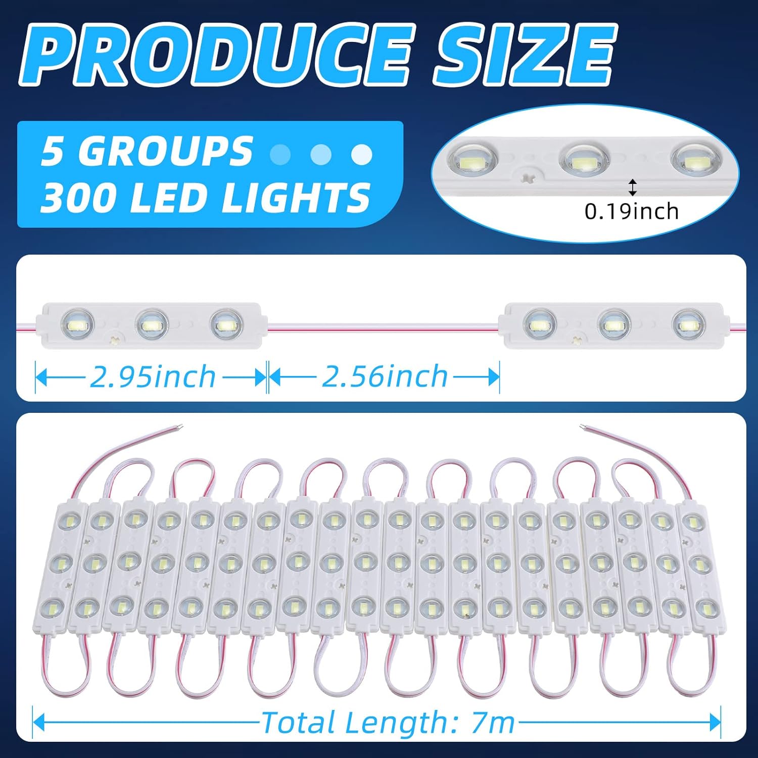12V 300 LEDs Interior Van Light, White LED Ceiling Lighting Kits for RV Truck Boats Bus Cargo Trailers Lorries Transit Auto Vehicle, 100 Modules - - Image 2