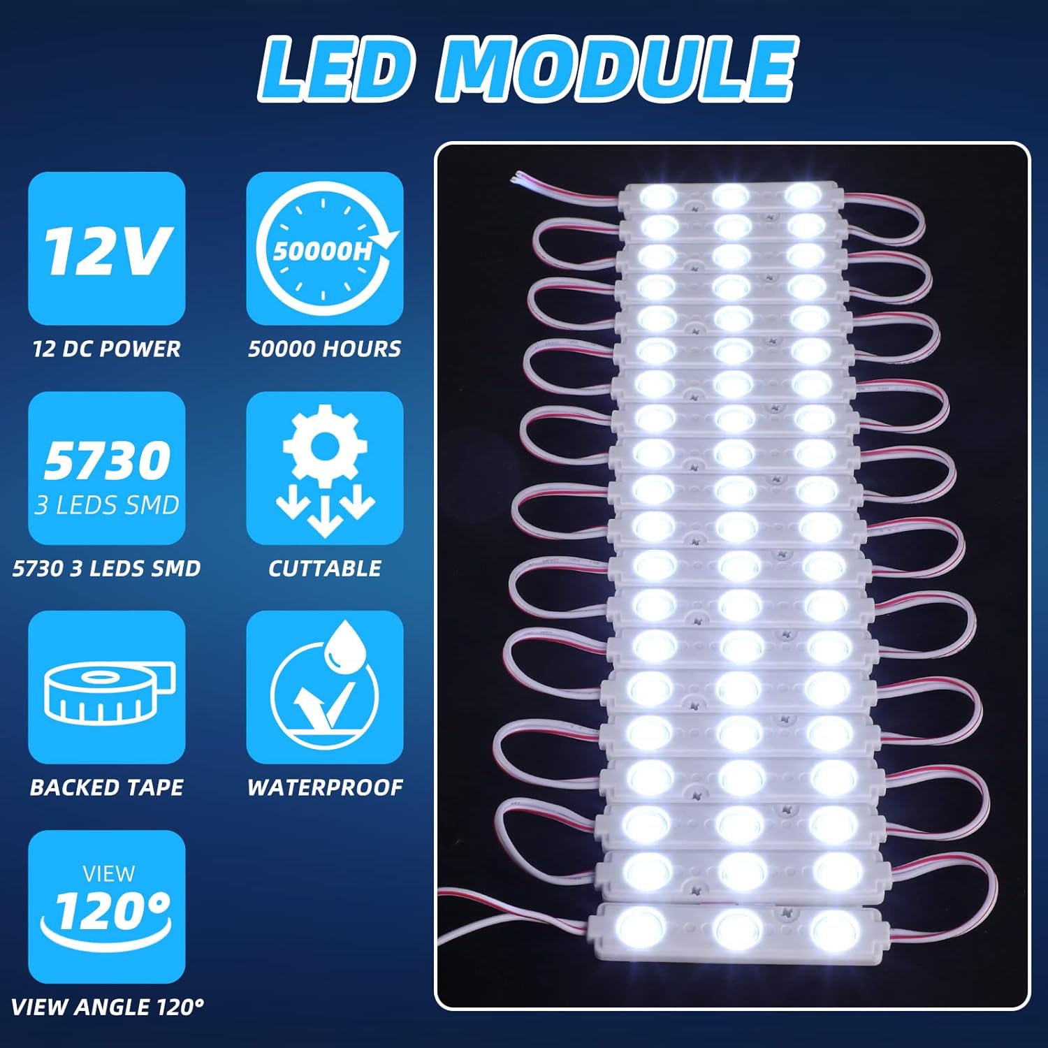 12V 300 LEDs Interior Van Light, White LED Ceiling Lighting Kits for RV Truck Boats Bus Cargo Trailers Lorries Transit Auto Vehicle, 100 Modules - - Image 4