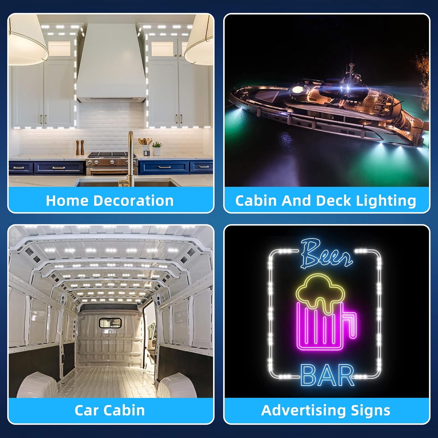 12V 300 LEDs Interior Van Light, White LED Ceiling Lighting Kits for RV Truck Boats Bus Cargo Trailers Lorries Transit Auto Vehicle, 100 Modules - - Image 7