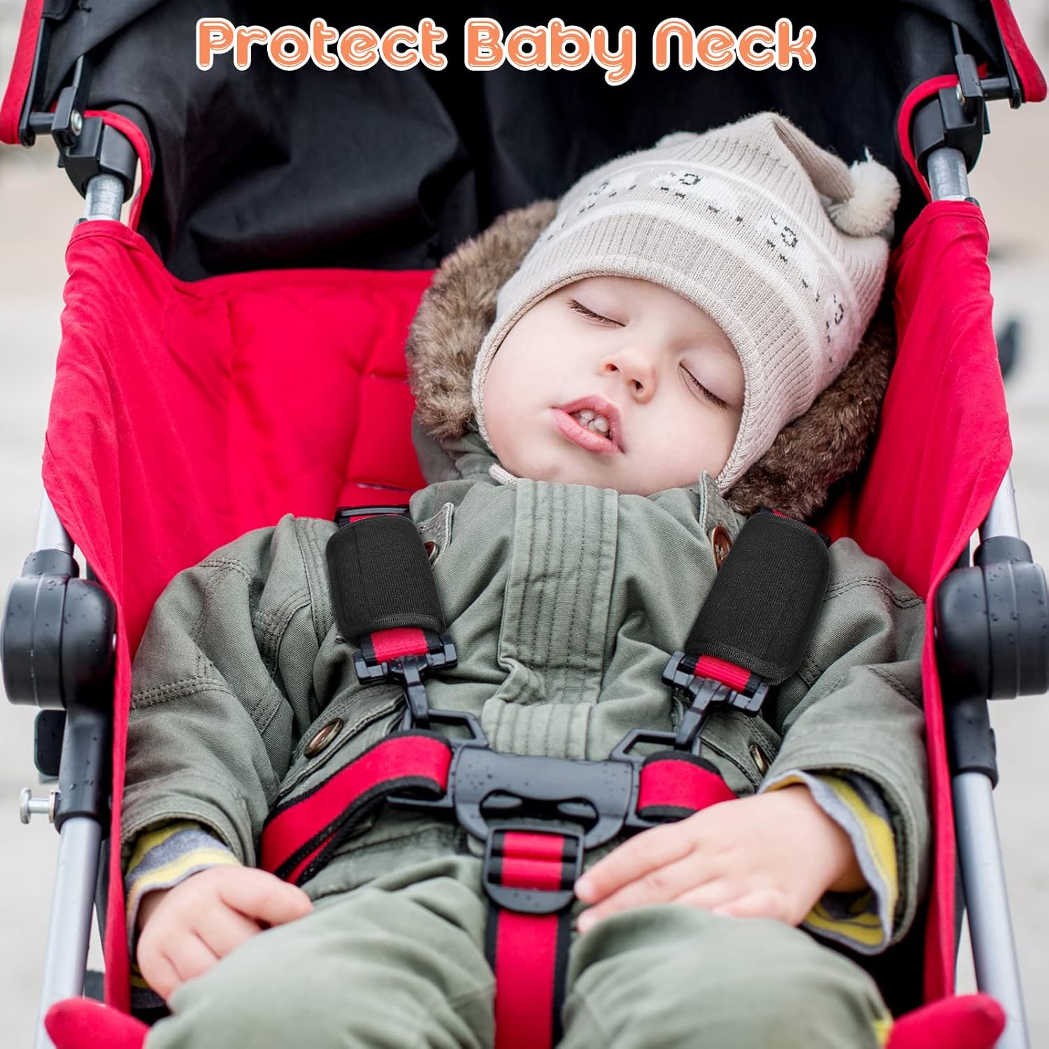6 Pieces Car Seat Strap Pads Covers for Baby Kids, Carseat Shoulder Pads, Soft Belt Cover Infant Stroller Safety Cushion Boy and Girl, 2.4 x 5.7 Inches(Black) Black - - Image 6
