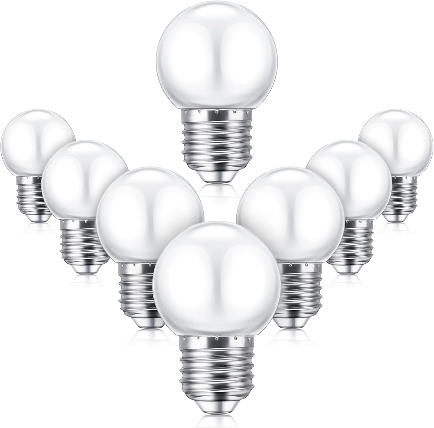 LED Night Light Bulb 1 Watt Low Wattage Bulbs 7.5 Equivalent 4511220 Lighting S11 White Lightbulb Small Globe with E26 Medium Base G45 2700k Not Dimmable for Outdoor Christmas, 8 Pieces - - Image 1