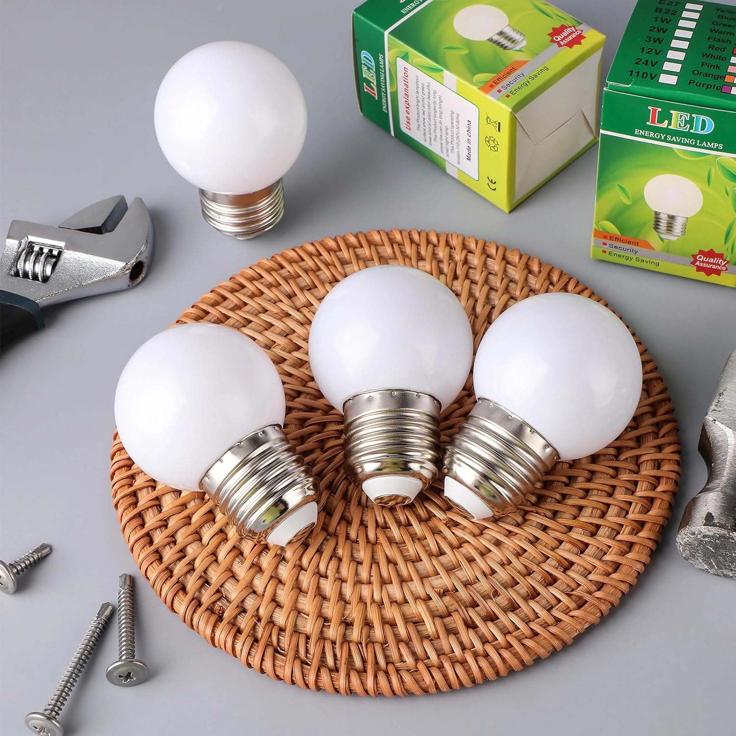 LED Night Light Bulb 1 Watt Low Wattage Bulbs 7.5 Equivalent 4511220 Lighting S11 White Lightbulb Small Globe with E26 Medium Base G45 2700k Not Dimmable for Outdoor Christmas, 8 Pieces - - Image 6