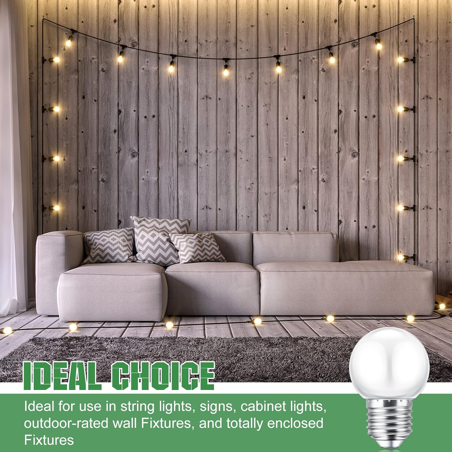 LED Night Light Bulb 1 Watt Low Wattage Bulbs 7.5 Equivalent 4511220 Lighting S11 White Lightbulb Small Globe with E26 Medium Base G45 2700k Not Dimmable for Outdoor Christmas, 8 Pieces - - Image 7