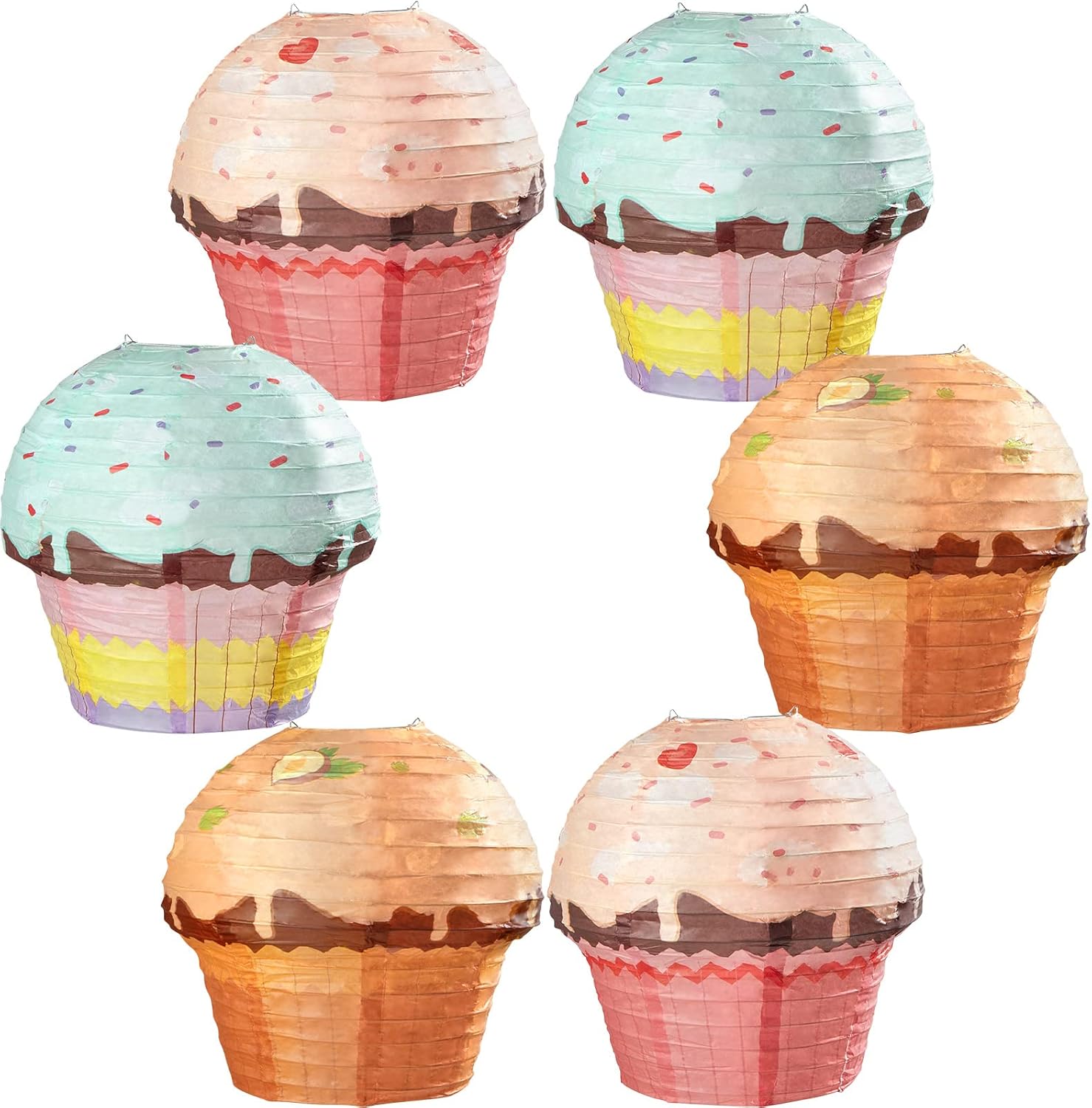 6 Pieces 12 Inches Large Candyland Cupcake Party Decoration Halloween Donut Lanterns Ice Cream Decor Dessert Candy Sweet for Wedding Baby Shower Birthday Supply - - Image 1