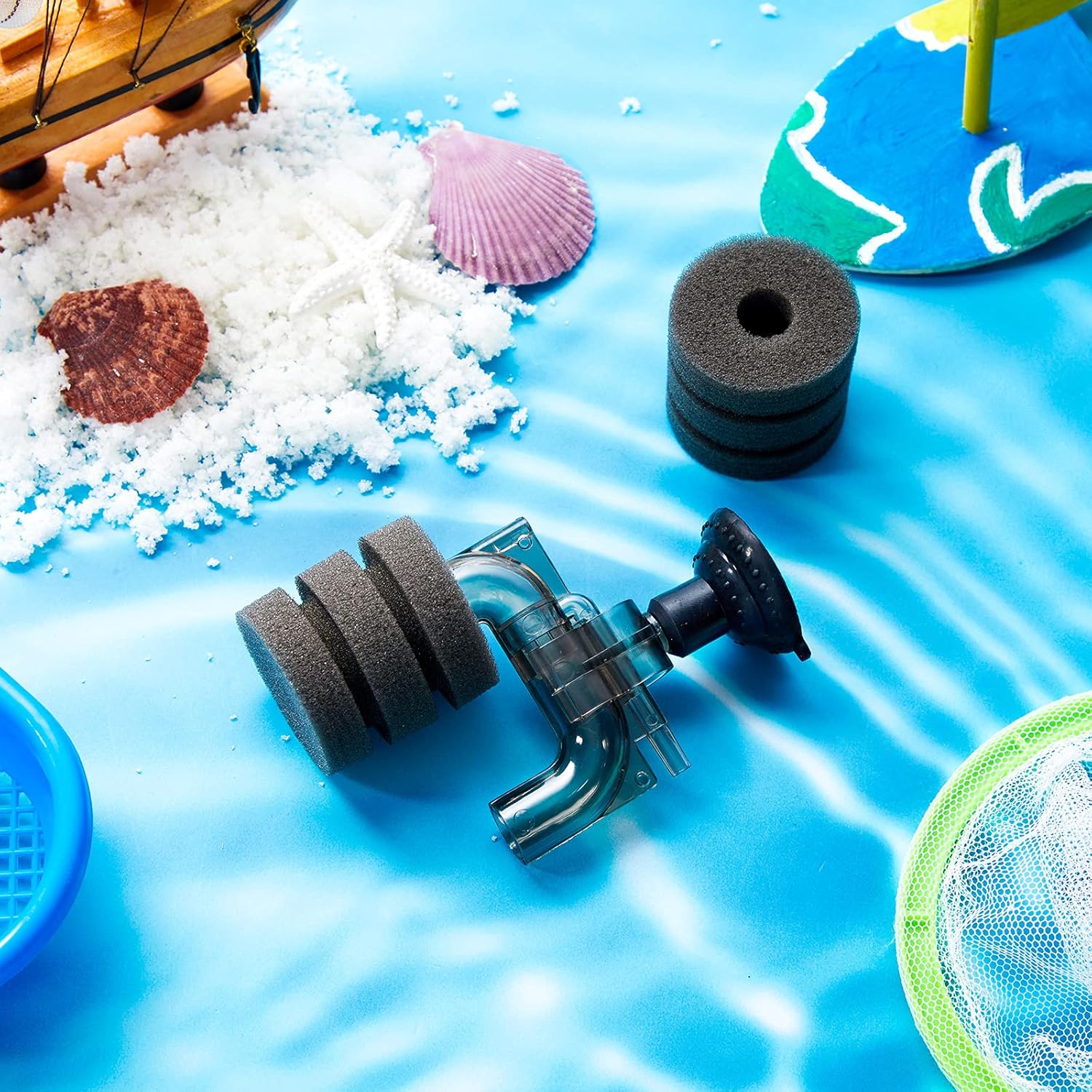 2 Pieces Mini Aquarium Single Sponge Filter Submersible Foam Quiet for Small Fish Tank 0.5-5 Gallon Fixed Freshwater Salt Water - - Image 7