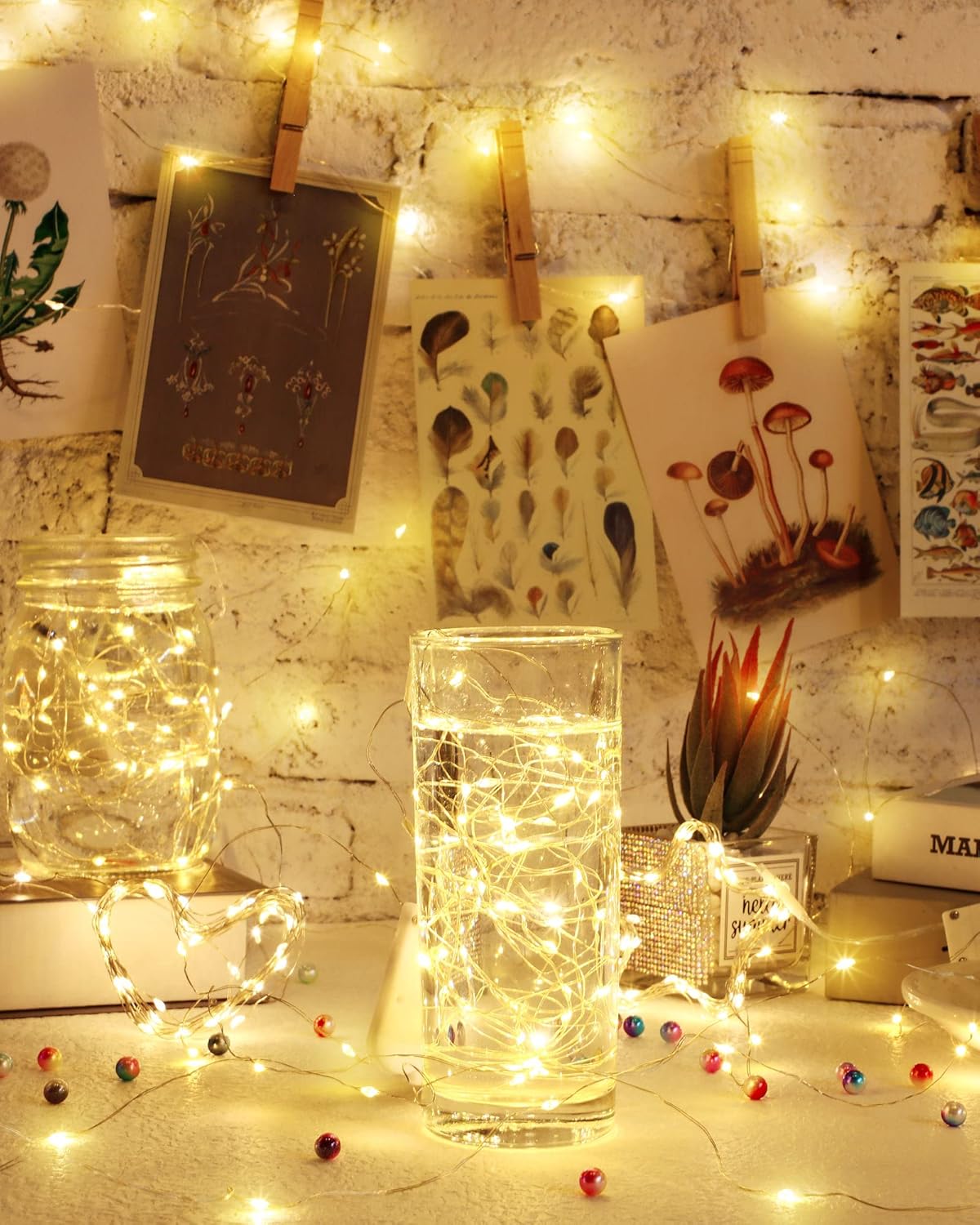 7ft 20 Fairy Lights Battery Operated [3 Styles], LED String Bulk Waterproof for Christmas Mason Jars Wedding Engagement Party Decorations Table Centerpiece(Warm,50 Pack) Warm - - Image 4
