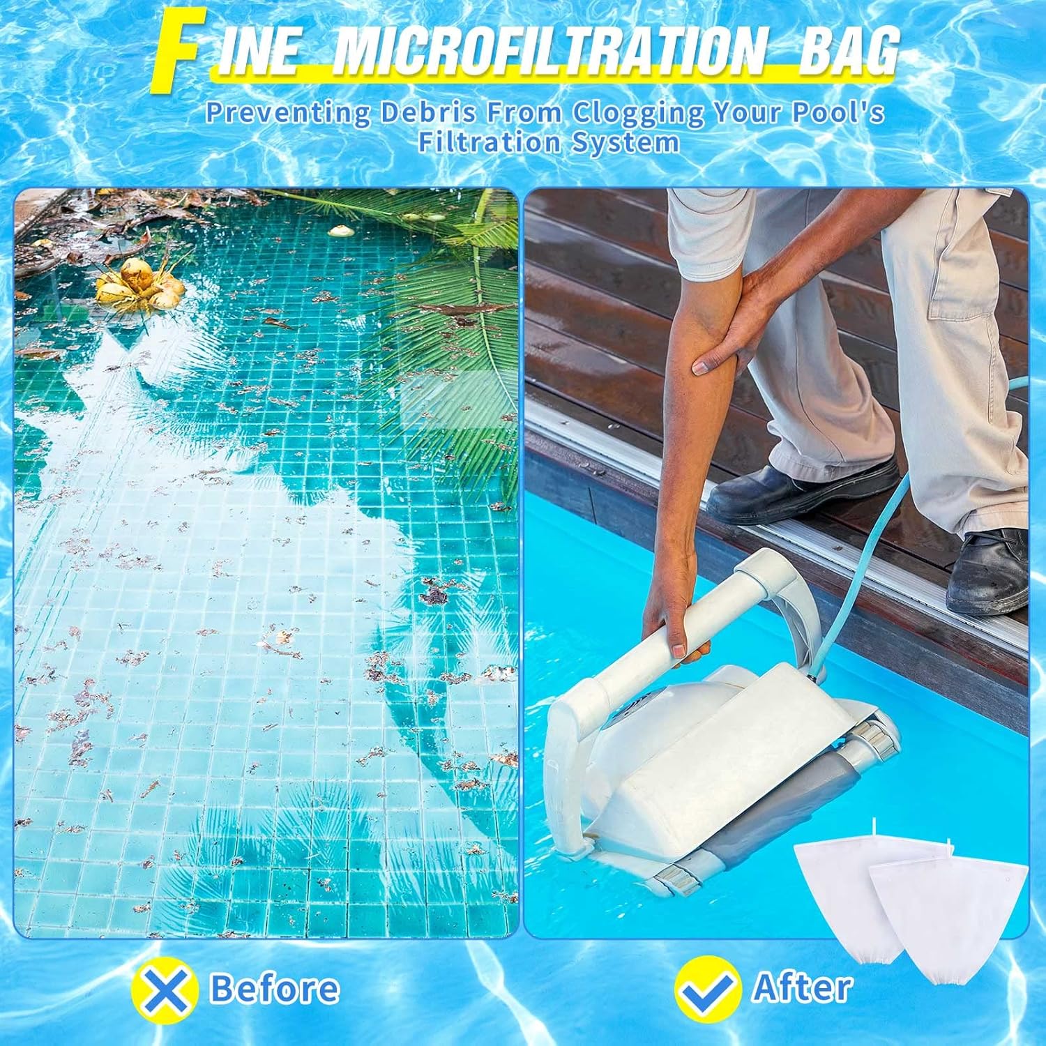 4 Pcs Pool Cleaner Fine Filter Bag Spa Part Replacement Compatible with Aquabot Products 8114 Wheeled Cleaners S2-40 S2-50 Pura 4X 5X S2-4x S2-4xi S2-5x - - Image 4