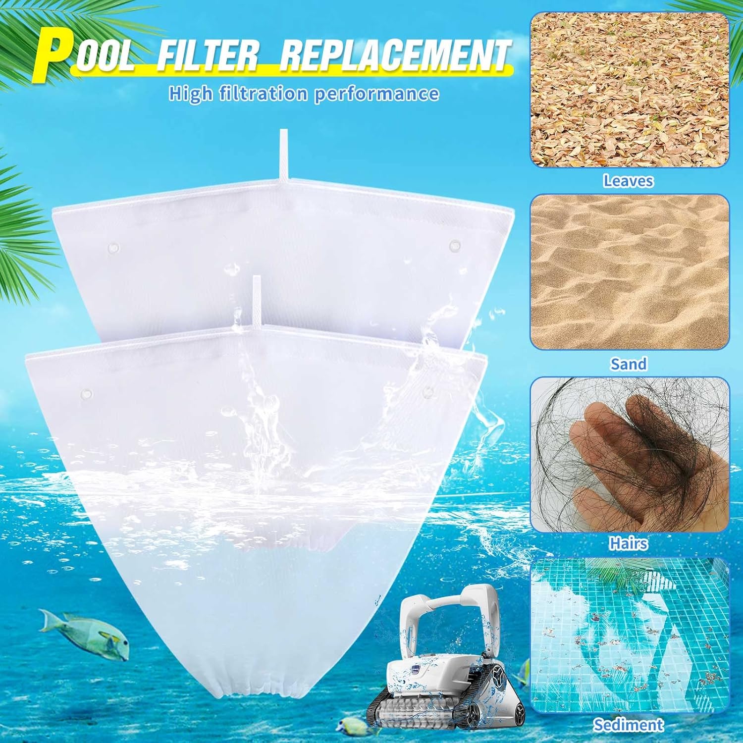 4 Pcs Pool Cleaner Fine Filter Bag Spa Part Replacement Compatible with Aquabot Products 8114 Wheeled Cleaners S2-40 S2-50 Pura 4X 5X S2-4x S2-4xi S2-5x - - Image 6