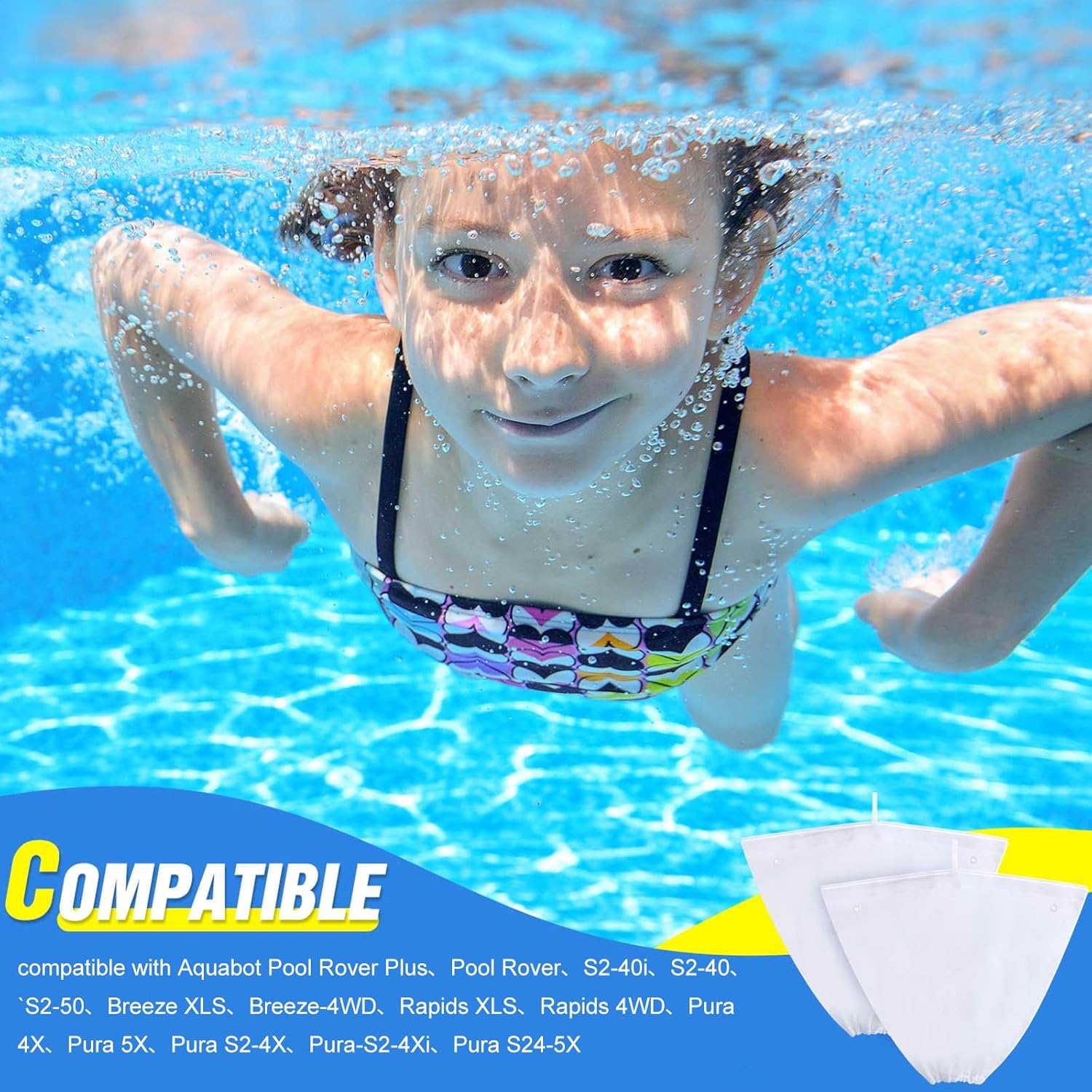 4 Pcs Pool Cleaner Fine Filter Bag Spa Part Replacement Compatible with Aquabot Products 8114 Wheeled Cleaners S2-40 S2-50 Pura 4X 5X S2-4x S2-4xi S2-5x - - Image 7