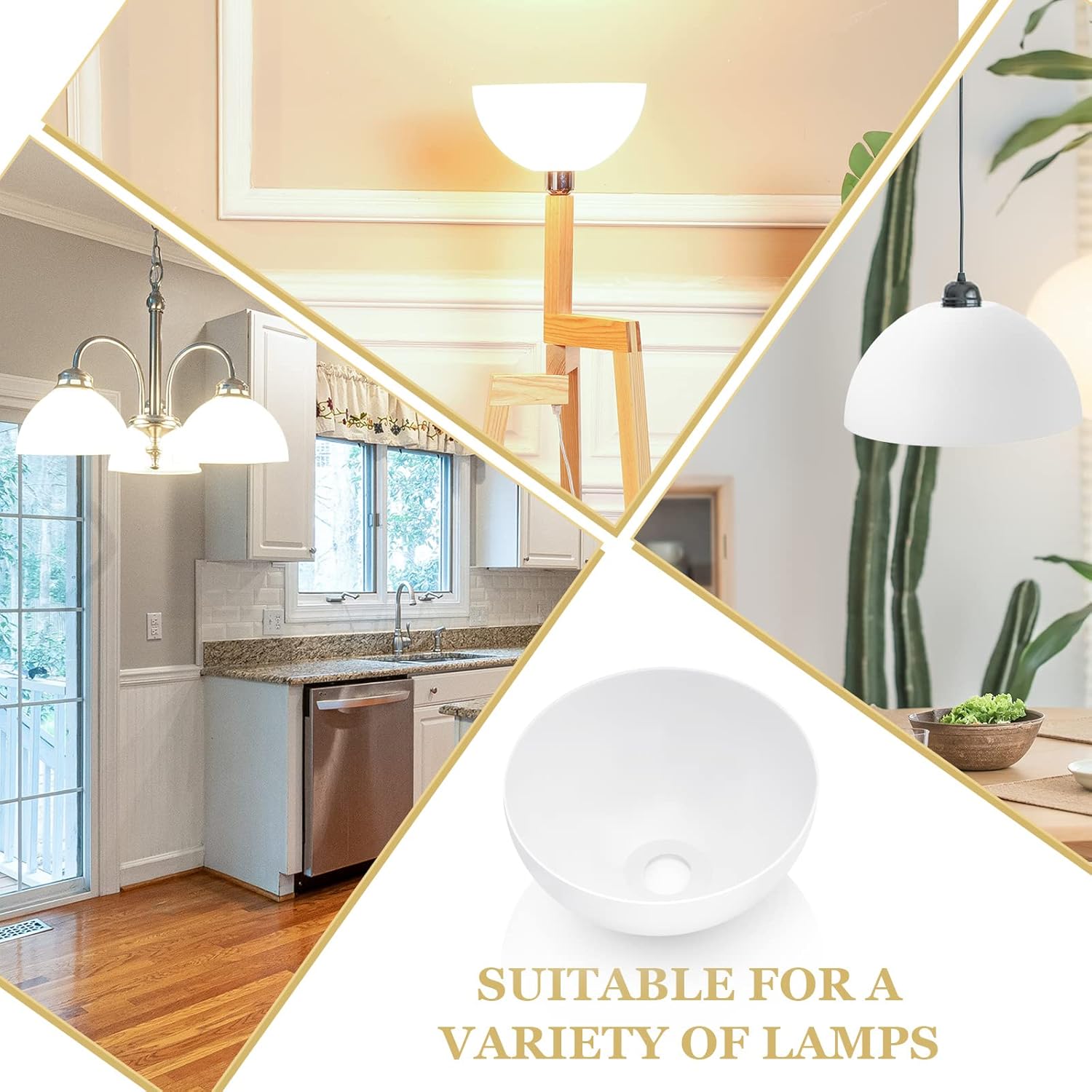 4 Packs Floor Lamp Shade 10 Inch Plastic Bowl Replacement White Lamps Shades Cover for Living Room Bedroom Upright - - Image 6