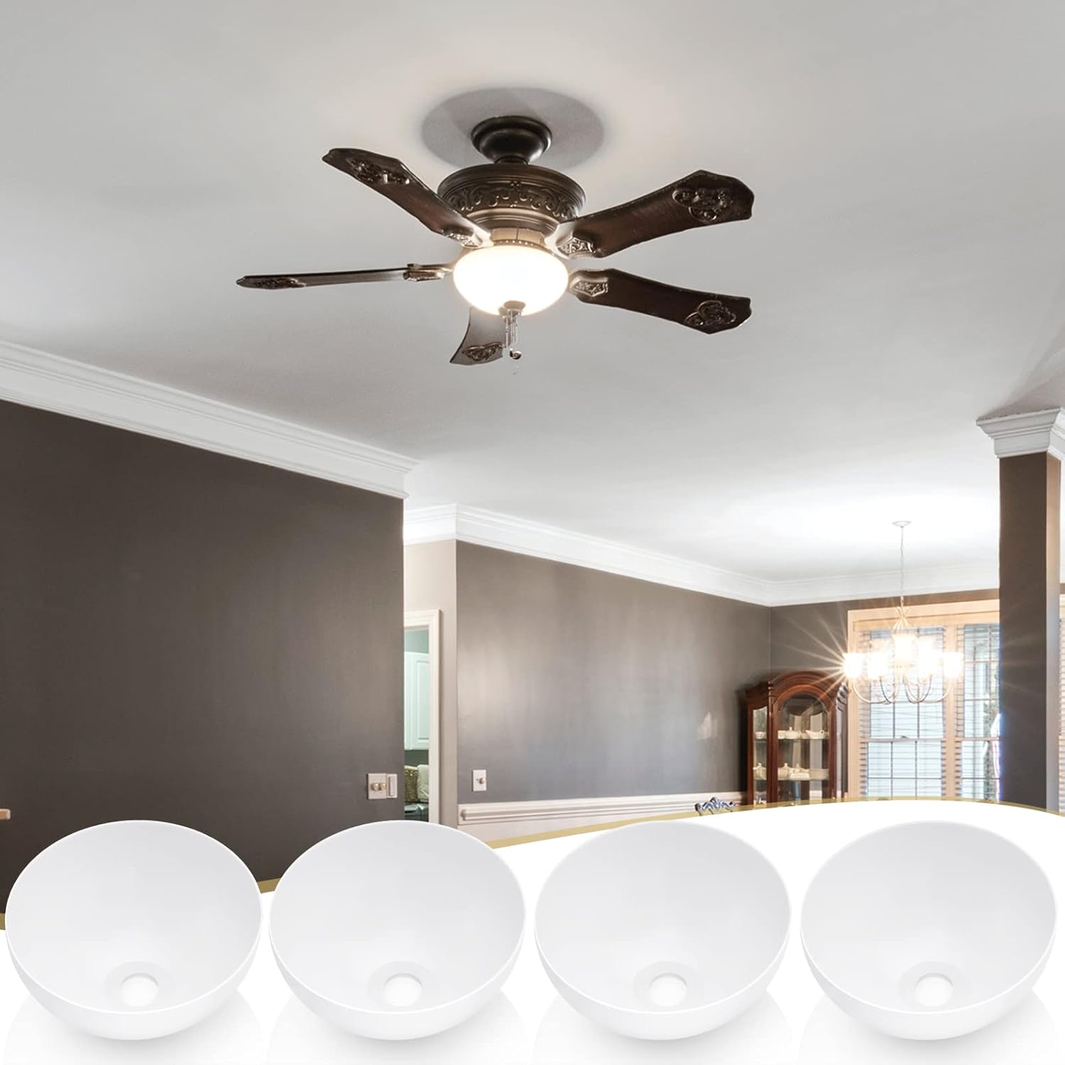 4 Packs Floor Lamp Shade 10 Inch Plastic Bowl Replacement White Lamps Shades Cover for Living Room Bedroom Upright - - Image 7