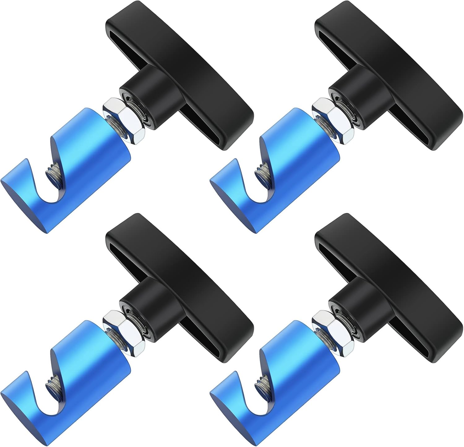 4 Pcs Car Hood Prop Struts Clamp, 0.55 Inch Tool, Adjustable Lifting Clip, Aluminum Lift Support Spark Plug Fixing Caliper for Automotive Rod Tailgate Retaining Holder(Blue) - - Image 1
