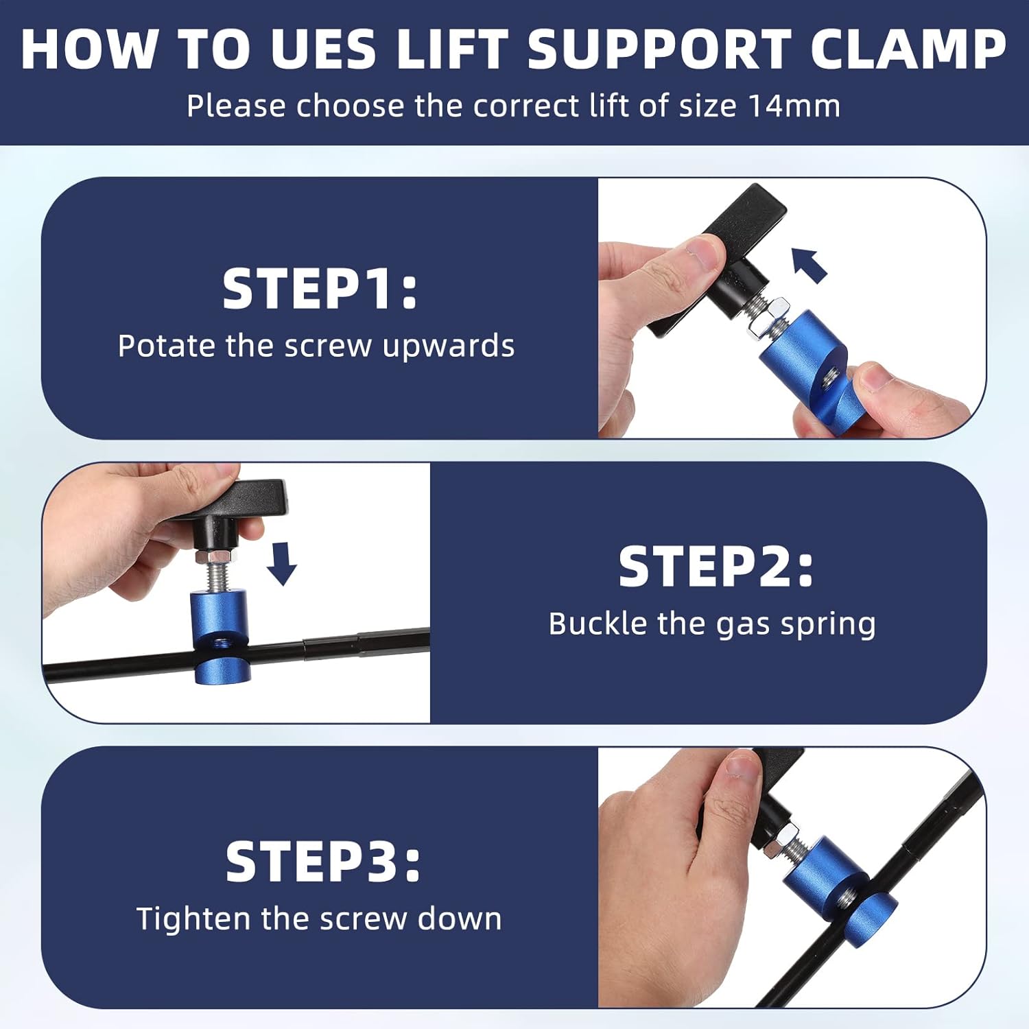 4 Pcs Car Hood Prop Struts Clamp, 0.55 Inch Tool, Adjustable Lifting Clip, Aluminum Lift Support Spark Plug Fixing Caliper for Automotive Rod Tailgate Retaining Holder(Blue) - - Image 4