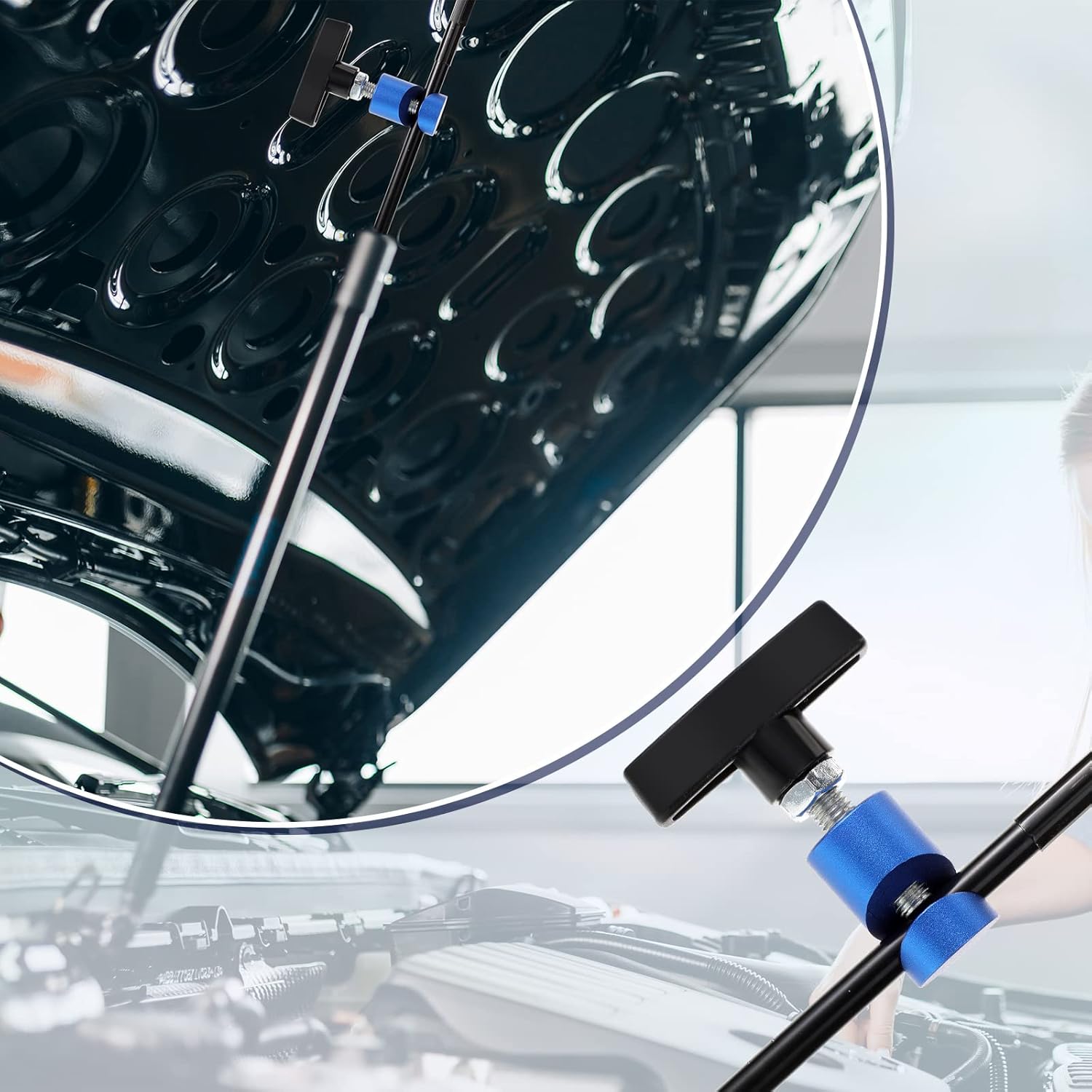 4 Pcs Car Hood Prop Struts Clamp, 0.55 Inch Tool, Adjustable Lifting Clip, Aluminum Lift Support Spark Plug Fixing Caliper for Automotive Rod Tailgate Retaining Holder(Blue) - - Image 7