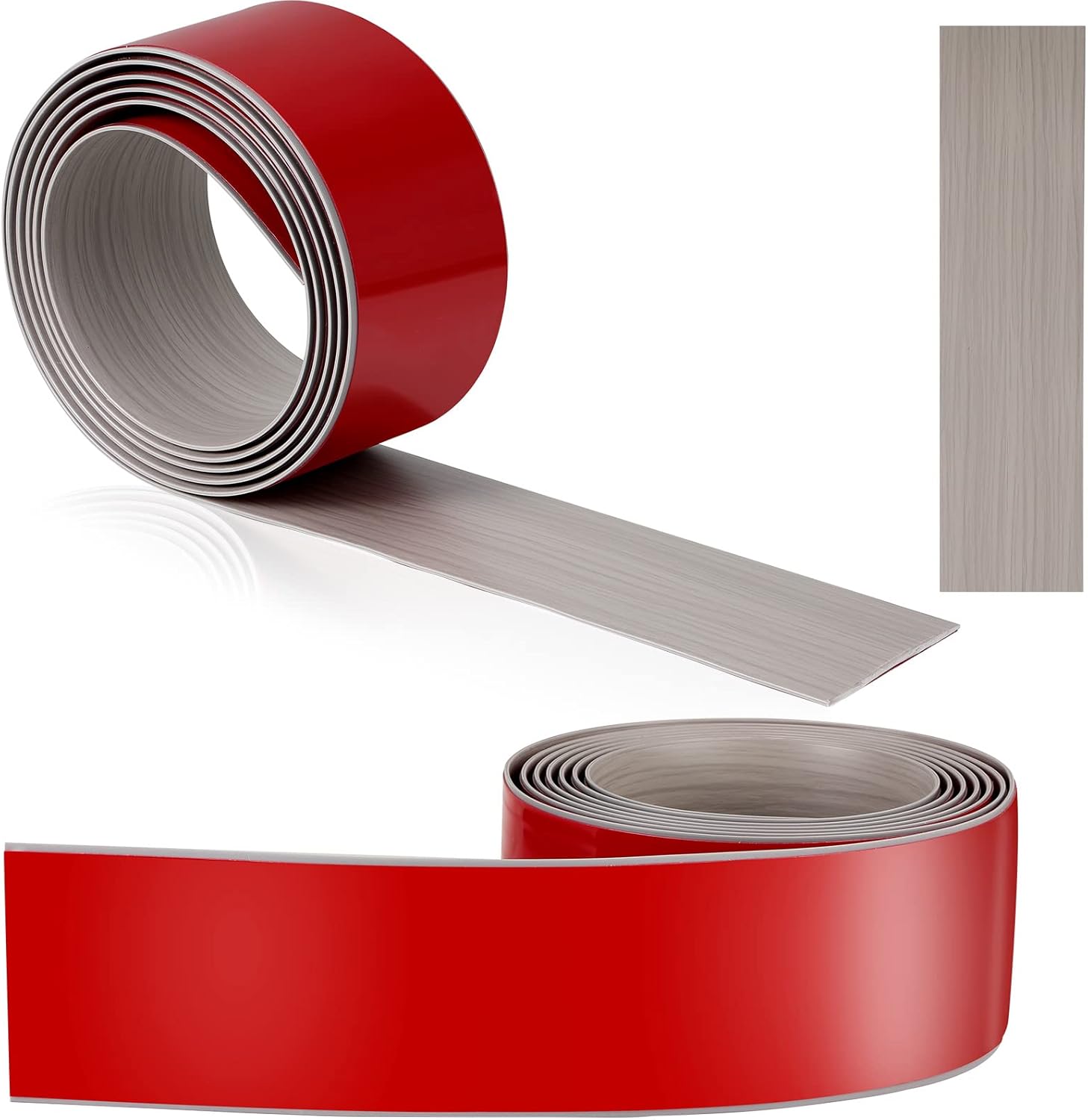 10 Ft Vinyl Floor Transition Strip 3 Wide Flat Self Adhesive Cover Strips Threshold Flooring Gap Trim Laminate for and Doorway, Wood Grain Design (Grey) - - Image 1
