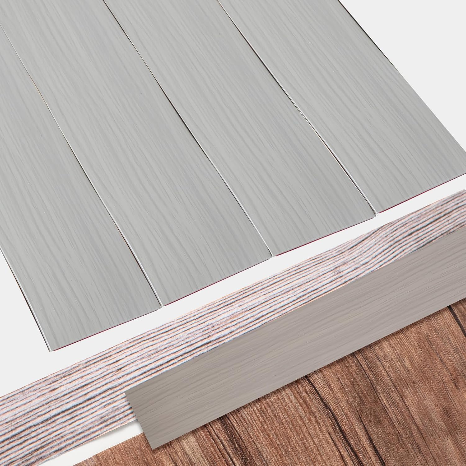 10 Ft Vinyl Floor Transition Strip 3 Wide Flat Self Adhesive Cover Strips Threshold Flooring Gap Trim Laminate for and Doorway, Wood Grain Design (Grey) - - Image 6