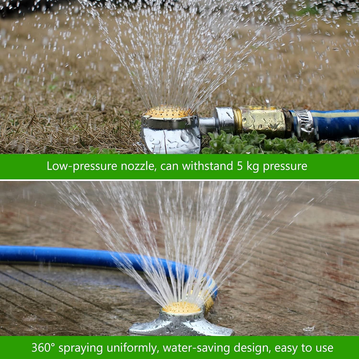 3 Pieces Metal Spot Sprinkler Circle Pattern 3/4 Inch Internal Thread Adjustable 360 Degree Square for Small Area Yard Lawn Garden Watering - - Image 3
