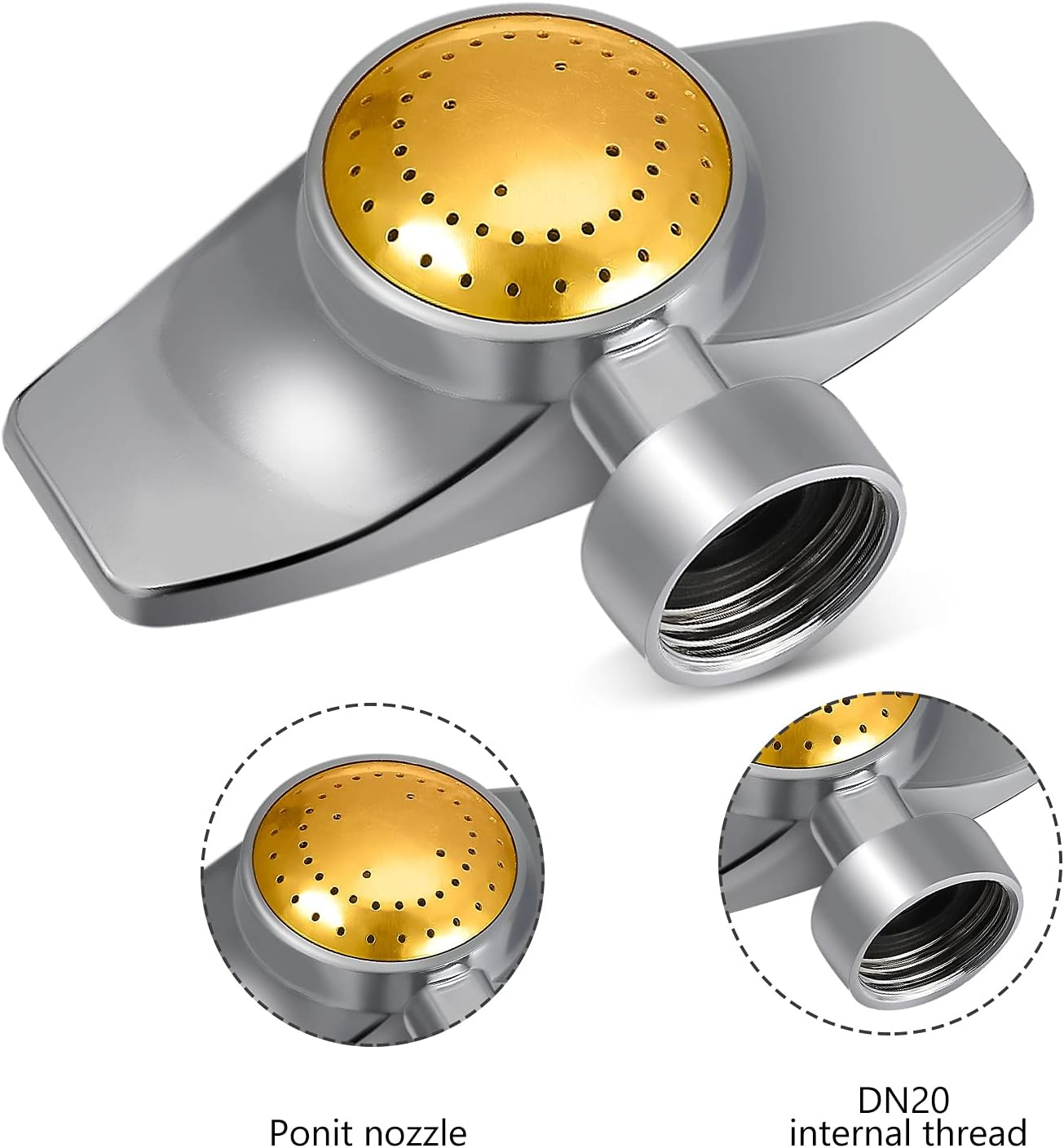 3 Pieces Metal Spot Sprinkler Circle Pattern 3/4 Inch Internal Thread Adjustable 360 Degree Square for Small Area Yard Lawn Garden Watering - - Image 5