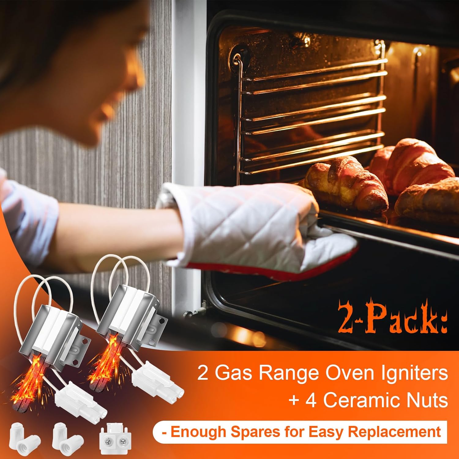2 Pack Gas Range Oven Igniter, Compatible with Frigidaire Crosley Tappan 316489400 316489403 316428500 IG94 AP3963540 316428501 5304462661 PS1528534 1197384 7316489400 IG9400 - - Image 7