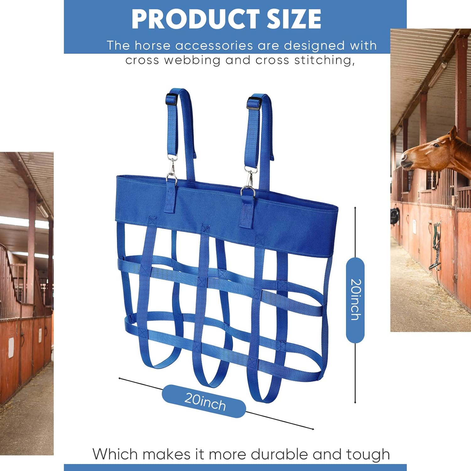 2 Pcs Classic Box Fan Holder for Horse Stall Adjustable Equine Bag Hanging Stable Supplies Metal Hook Accessories, Blue - - Image 2
