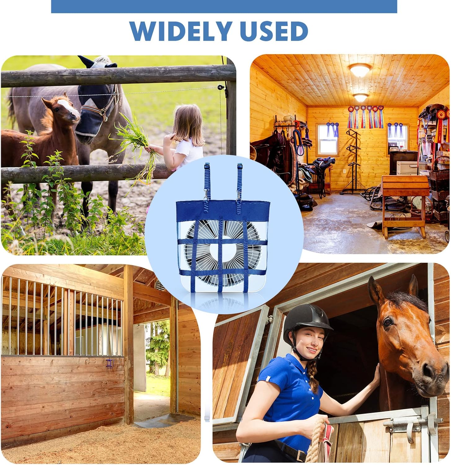 2 Pcs Classic Box Fan Holder for Horse Stall Adjustable Equine Bag Hanging Stable Supplies Metal Hook Accessories, Blue - - Image 4