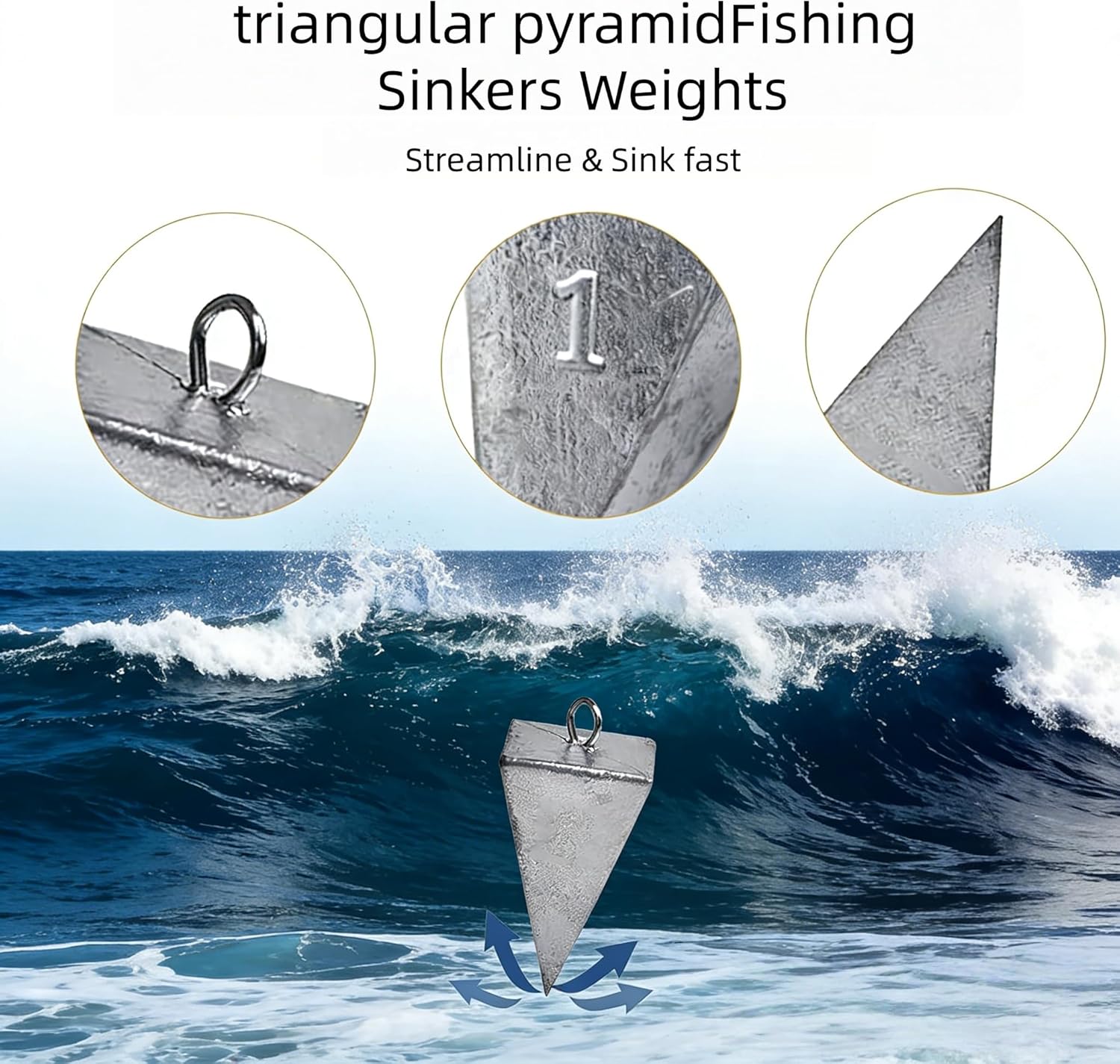Fishing Weights Pyramid Sinkers Kit Bullet for Ocean Saltwater Surf Gear Tackle 1oz 2oz 3oz - Image 2