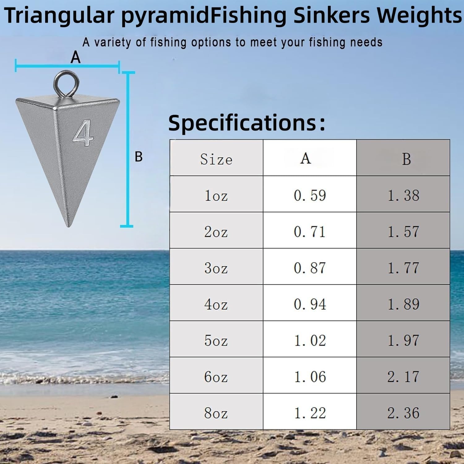 Fishing Weights Pyramid Sinkers Kit Bullet for Ocean Saltwater Surf Gear Tackle 1oz 2oz 3oz - Image 3