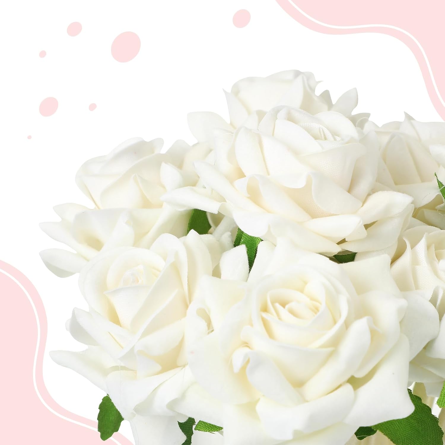 28 Pcs Valentine's Day Flower Rose Pens Valentine Gifts Artificial Floral 0.5mm Black Ink Gel Pen for Valentines Wedding Mother's Home Office Supplies(White) White - - Image 6