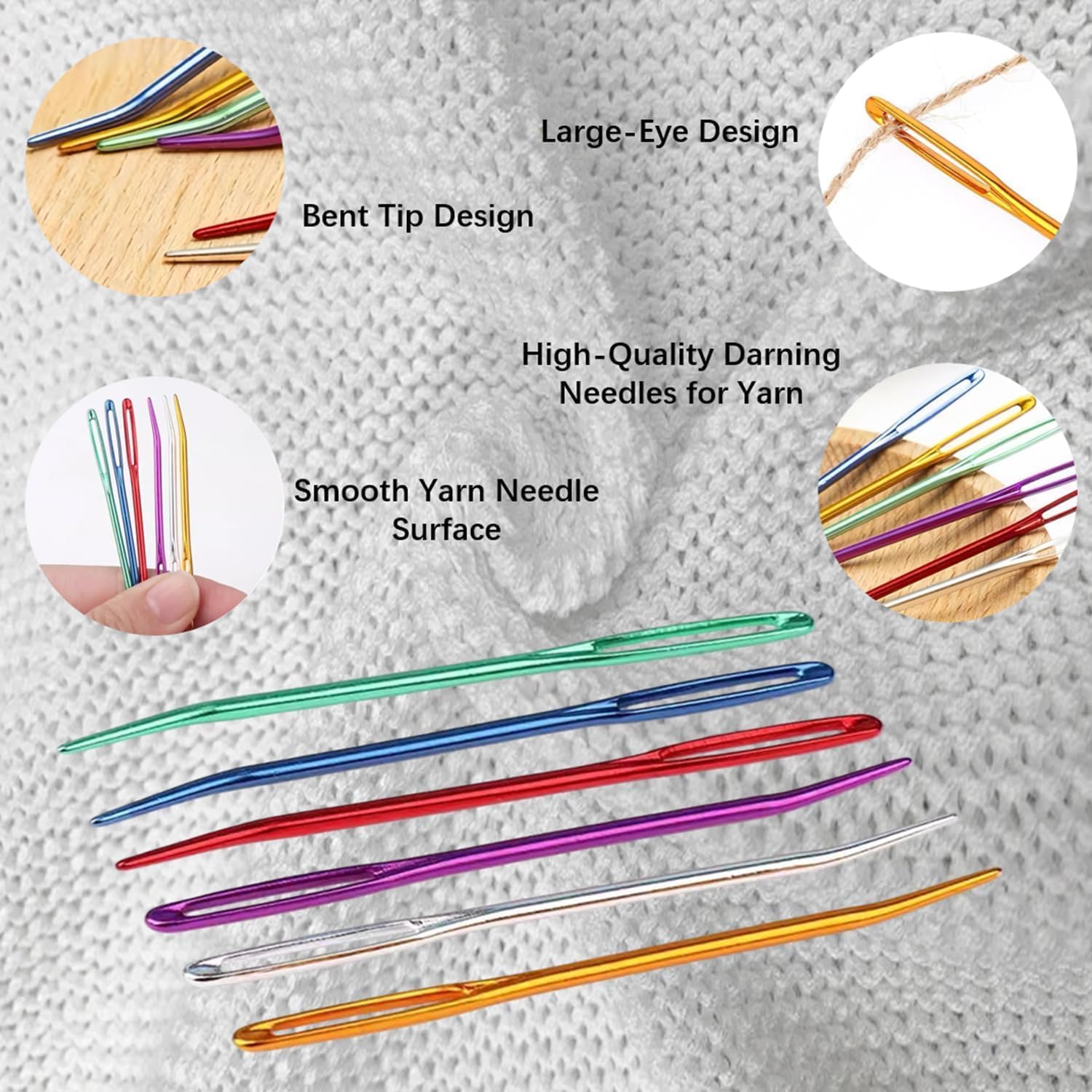 12 Pcs Yarn Needle, Crochet Tapestry Needles for Crocheting, Large-Eye Blunt Needles, Large Eye Weaving Needle with Storage Box, Darning - Image 3