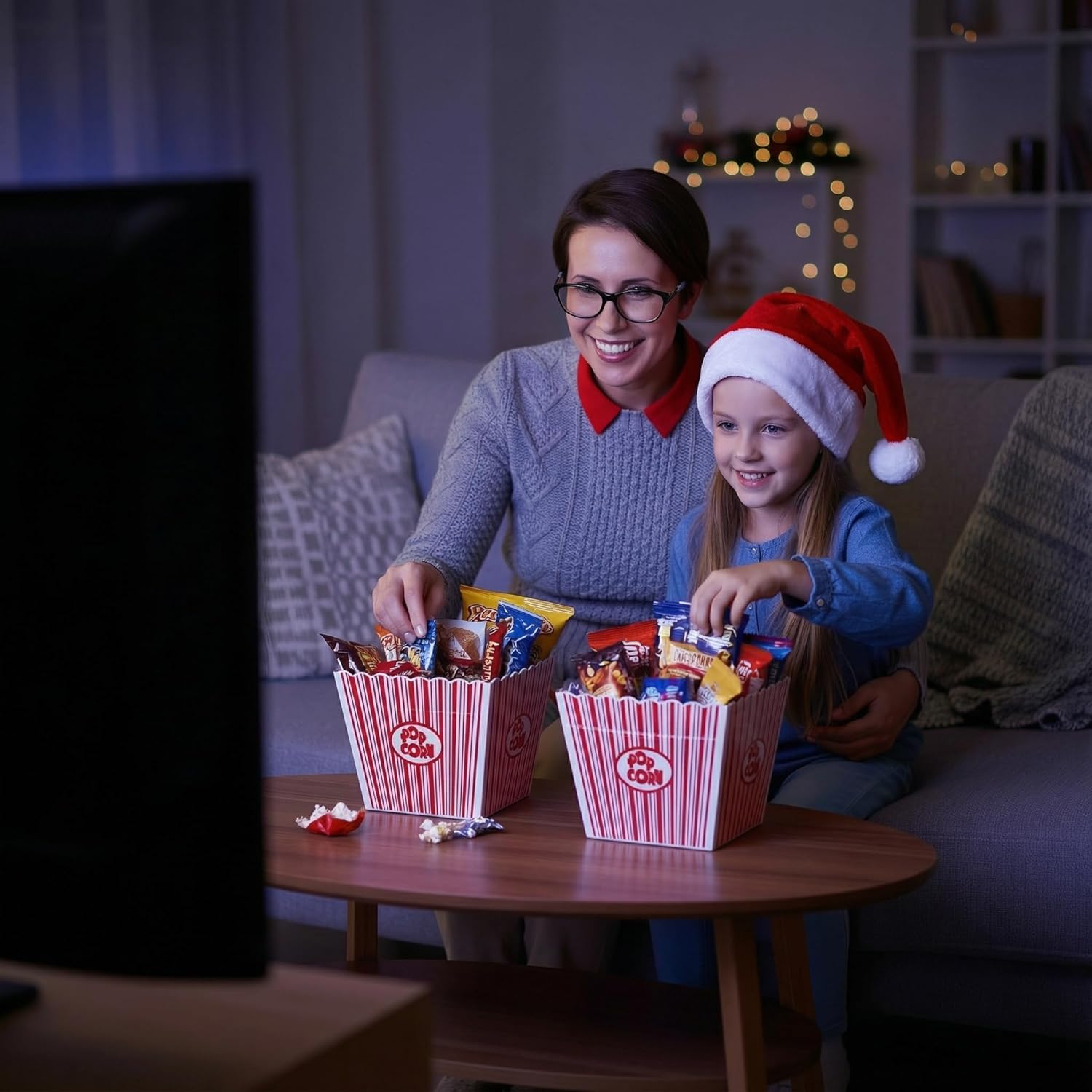 6 Pack Movie Night Gifts Baskets Plastic Popcorn Box Containers with Bags and Bows for Holiday Lover Teacher Appreciation Birthday Party Favors DIY Kits - 9 x Inch - Image 5