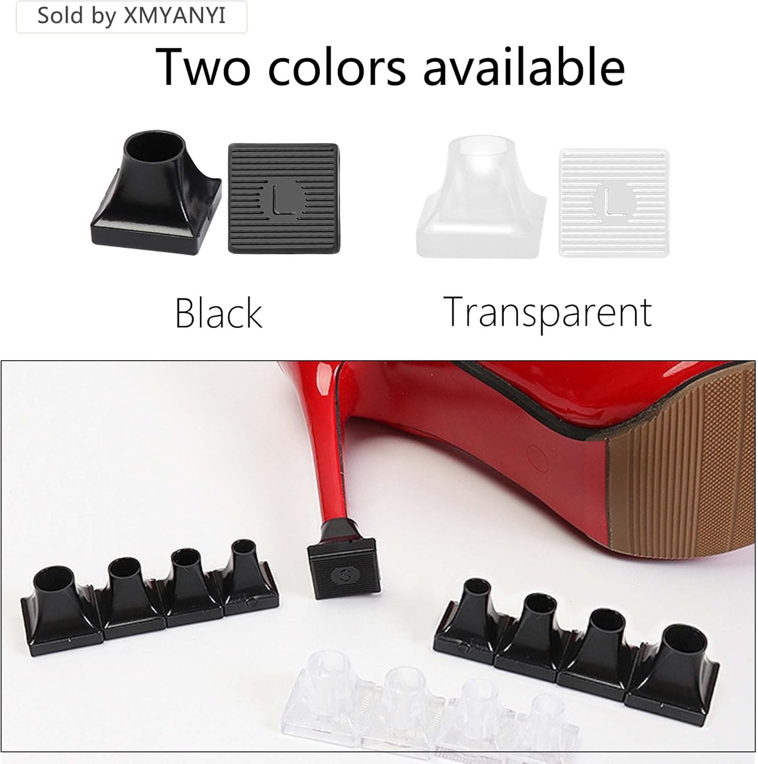10 Pairs High Heel Protectors 5 Sizes Repair Caps Covers & Stoppers Cover Replacement Tip for Outdoor Weddings/Stop Sinking at Grass/Gravel/Bricks and Cracks Black,clear - - Image 3