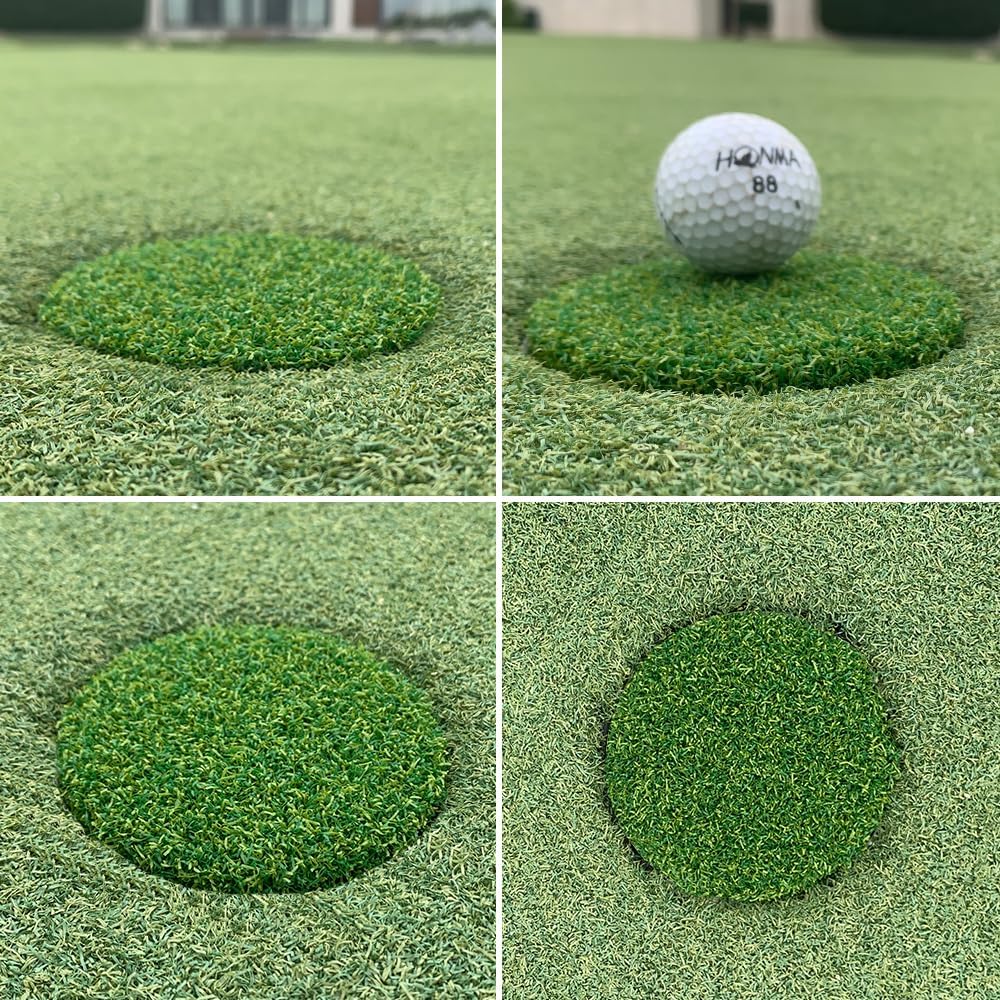 Golf Hole Cup Putting Green for Backyard Practice Simulated Lawn and Metal Base(2 Pieces) - Image 4