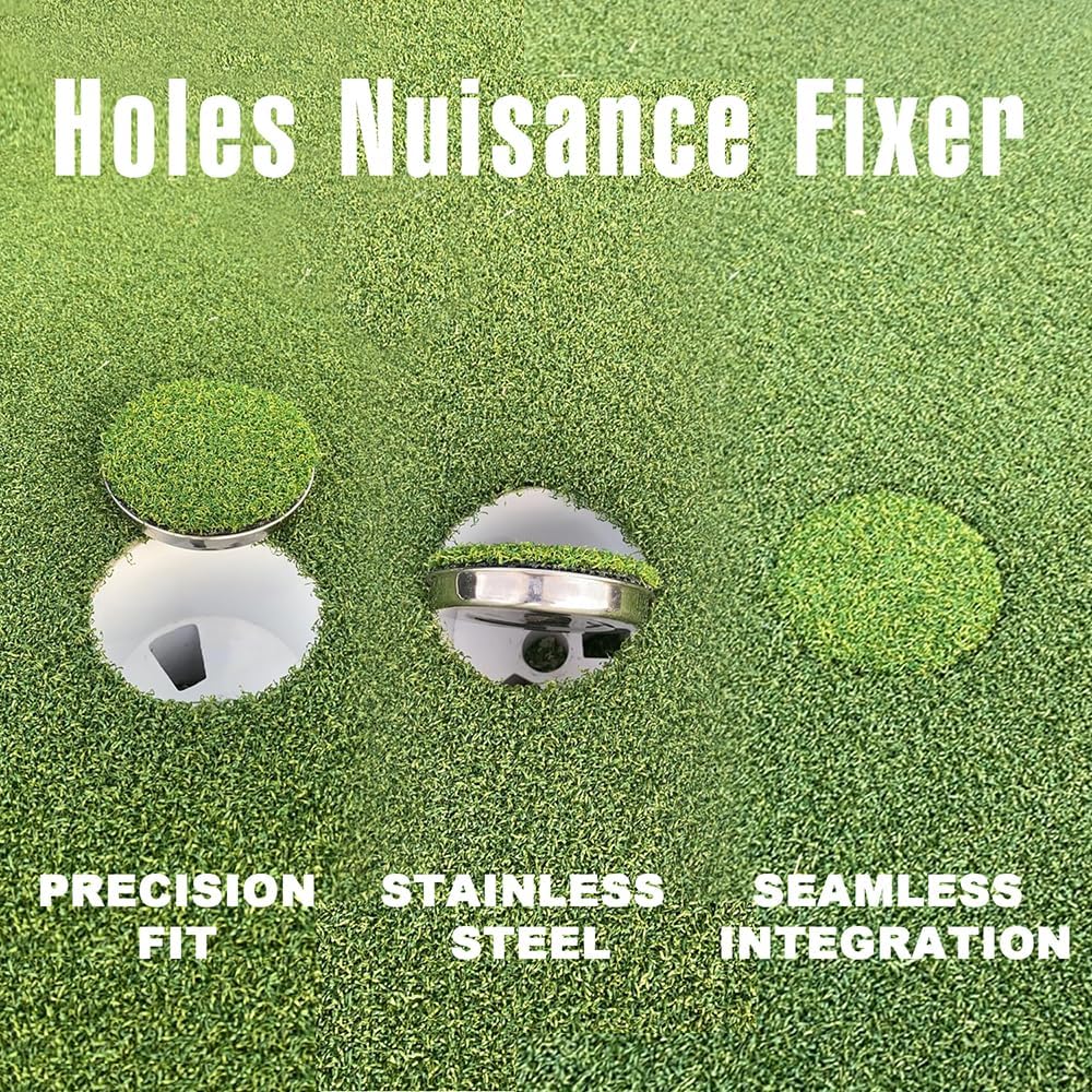 Golf Hole Cup Putting Green for Backyard Practice Simulated Lawn and Metal Base(2 Pieces) - Image 6