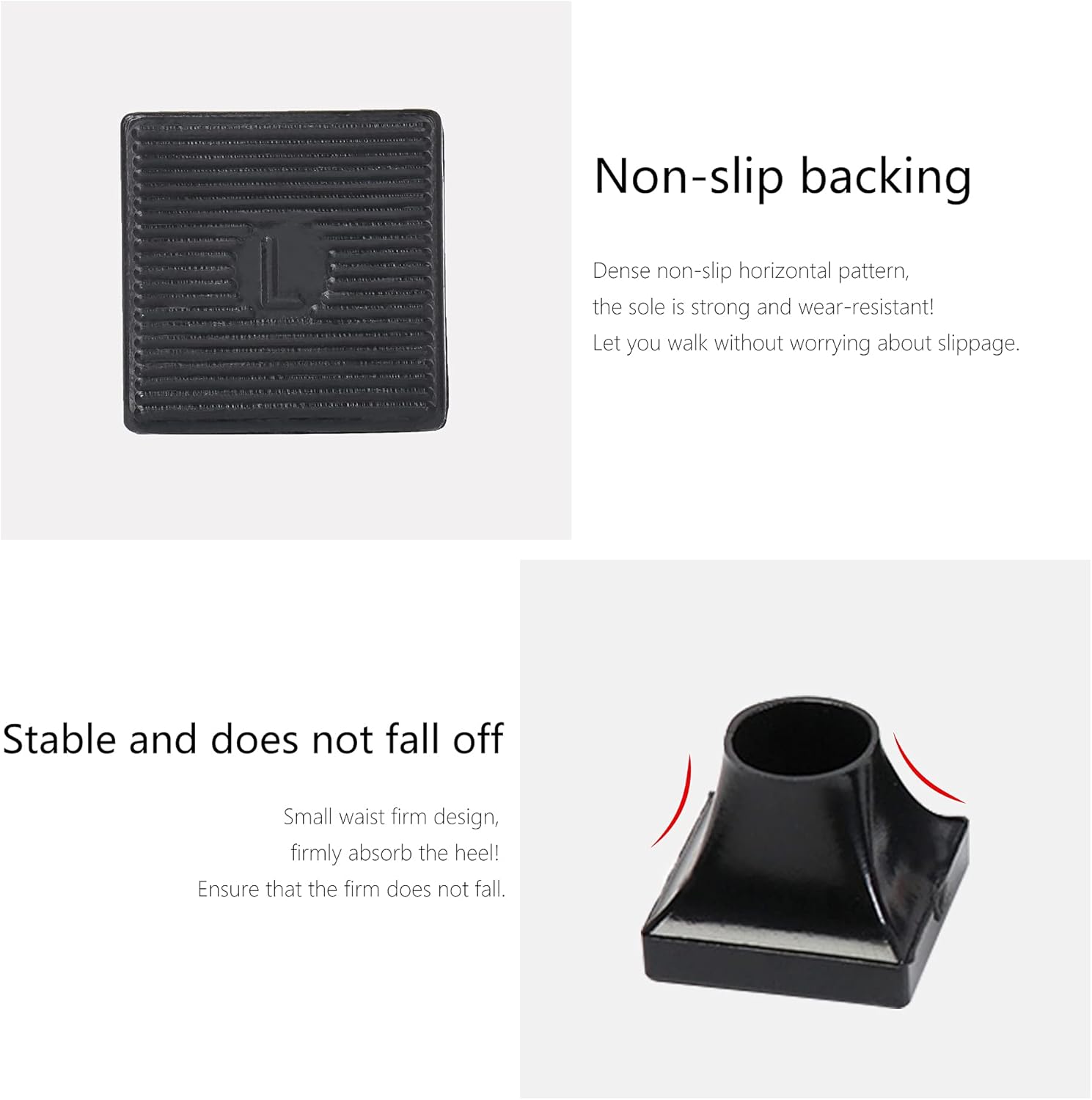 High Heel Protectors- Stoppers Repair Caps Covers for Walking on Grass and Uneven Road Cover Cups Perfect Wedding Outdoor Events (Square-black-10 Pairs) Square-black-10 Pairs - - Image 3