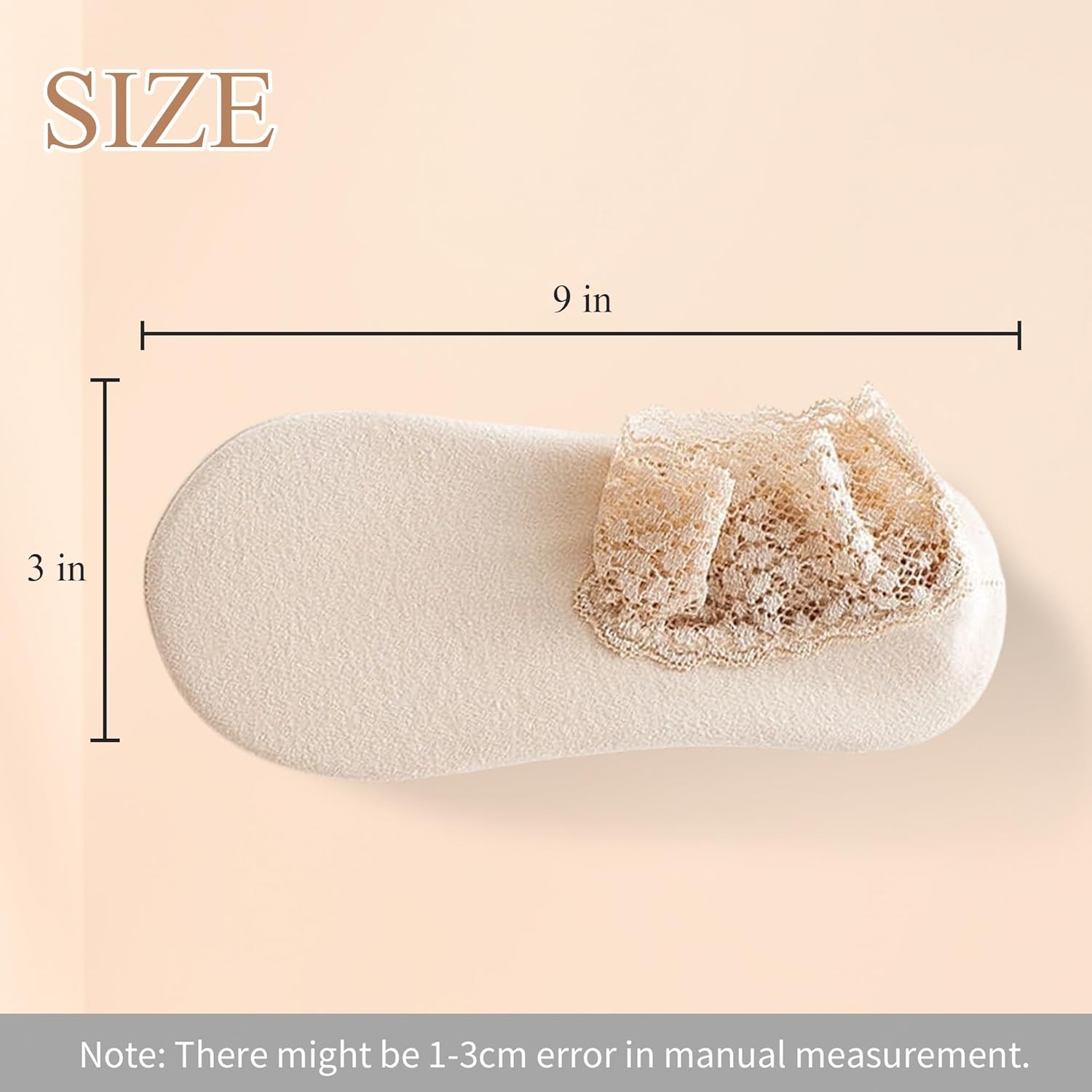 3Pairs Lace Socks No Show Frilly Ankle Knit Cotton Non Slip Low Cut for Women Floor Beige One Size - Image 7