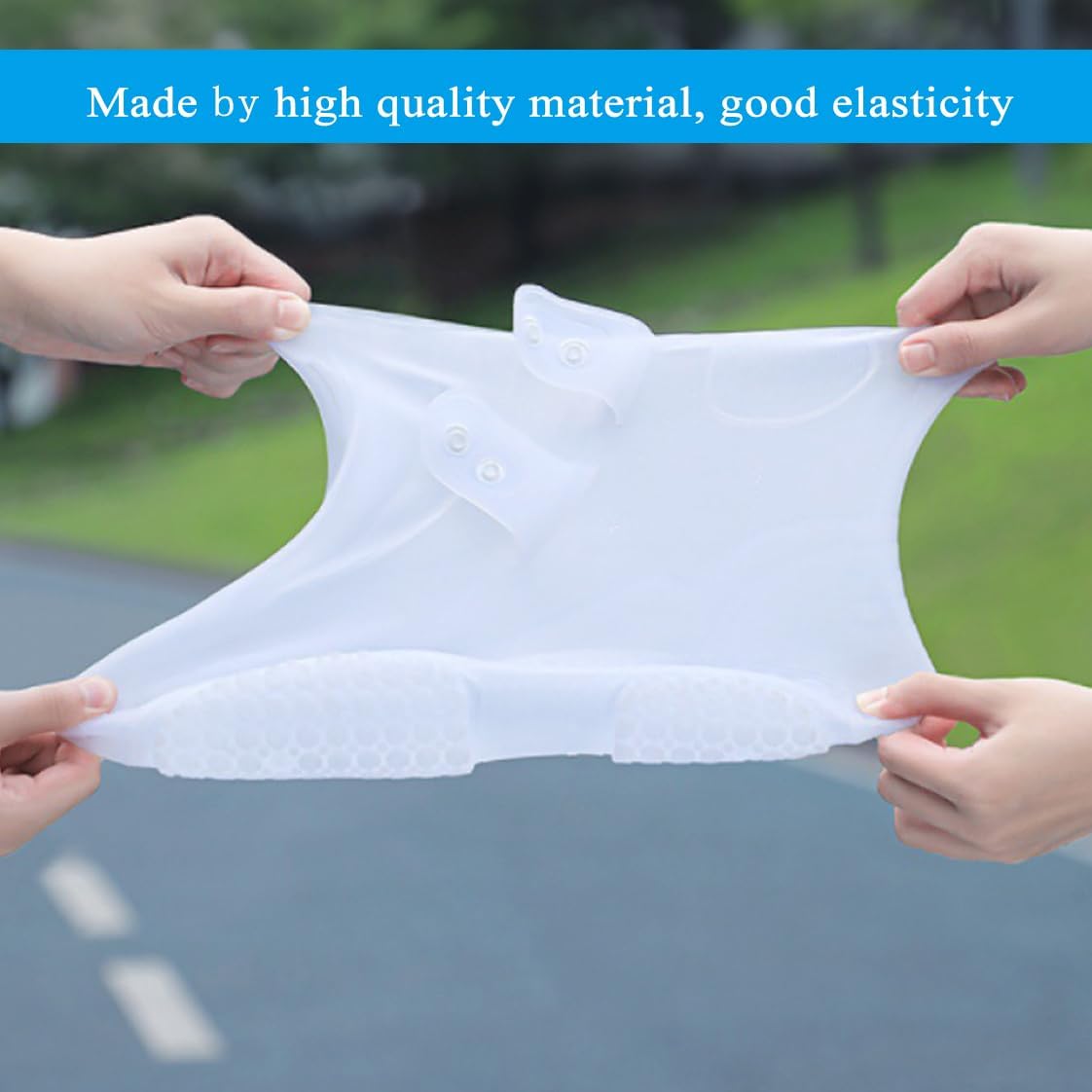 Rain Boot Covers Waterproof Shoe Silicone Protector Overshoes Sand Control Non-Slip Foldable Reusable Galoshes for Men Women Rainy Outdoor Cycling Fishing Camping White XL - Image 5