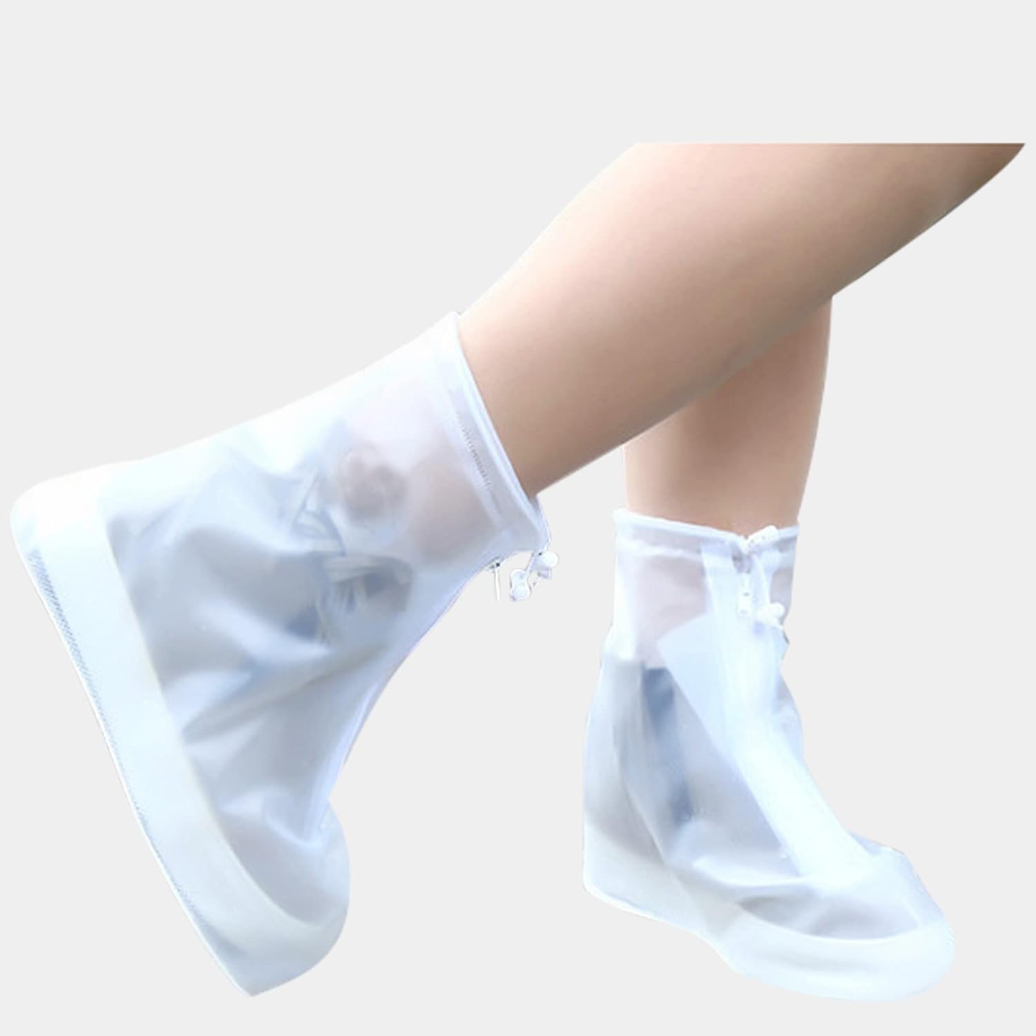 Rain Boot Waterproof Shoes Covers, Sand Control Non-Slip Shoe Cover Galoshes, PVC Rubber Sole Reusable Snow Boots Overshoes for Cycling Outdoor Camping Fishing Garden Travel (XXL, Transparent) - Image 1