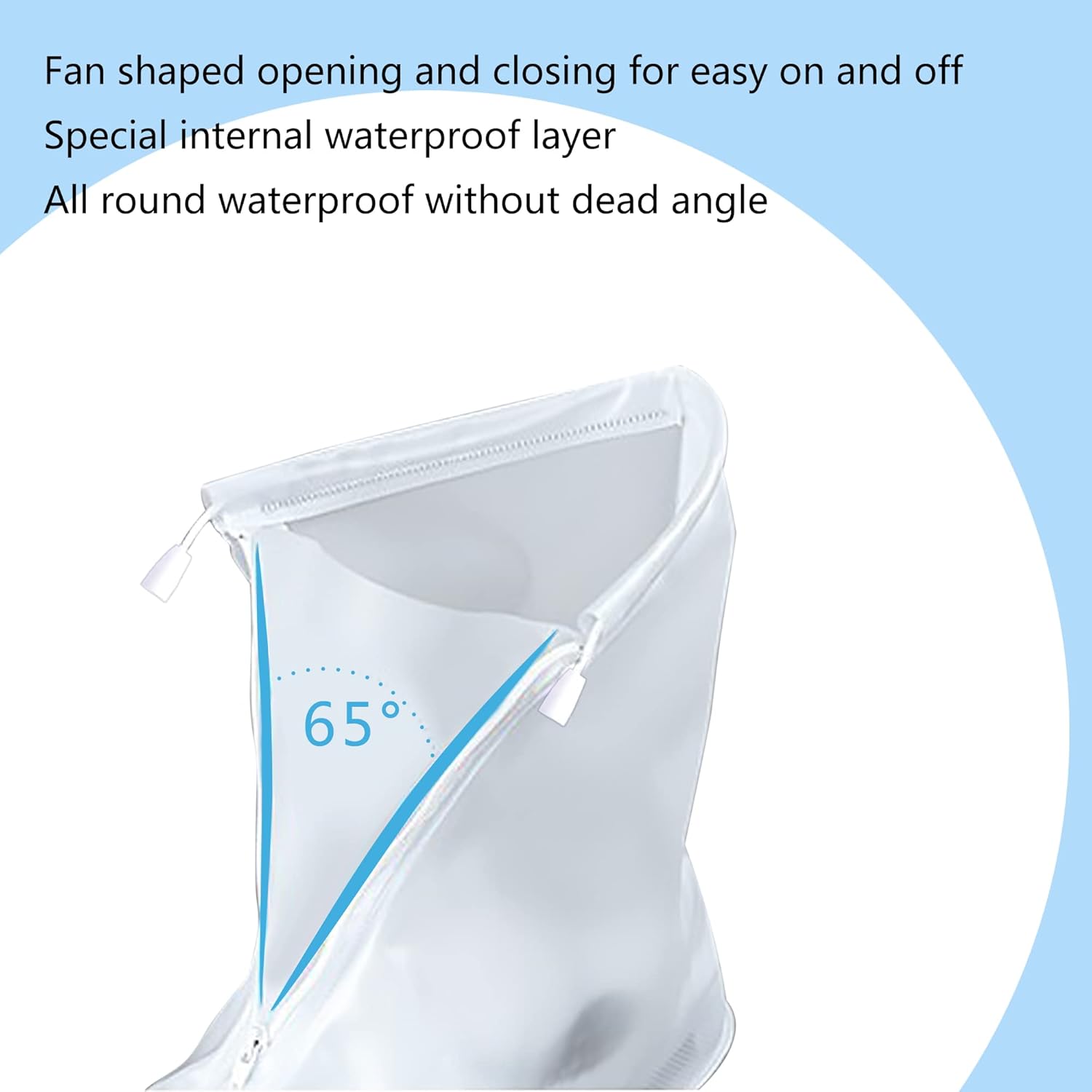 Rain Boot Waterproof Shoes Covers, Sand Control Non-Slip Shoe Cover Galoshes, PVC Rubber Sole Reusable Snow Boots Overshoes for Cycling Outdoor Camping Fishing Garden Travel (XXL, Transparent) - Image 3