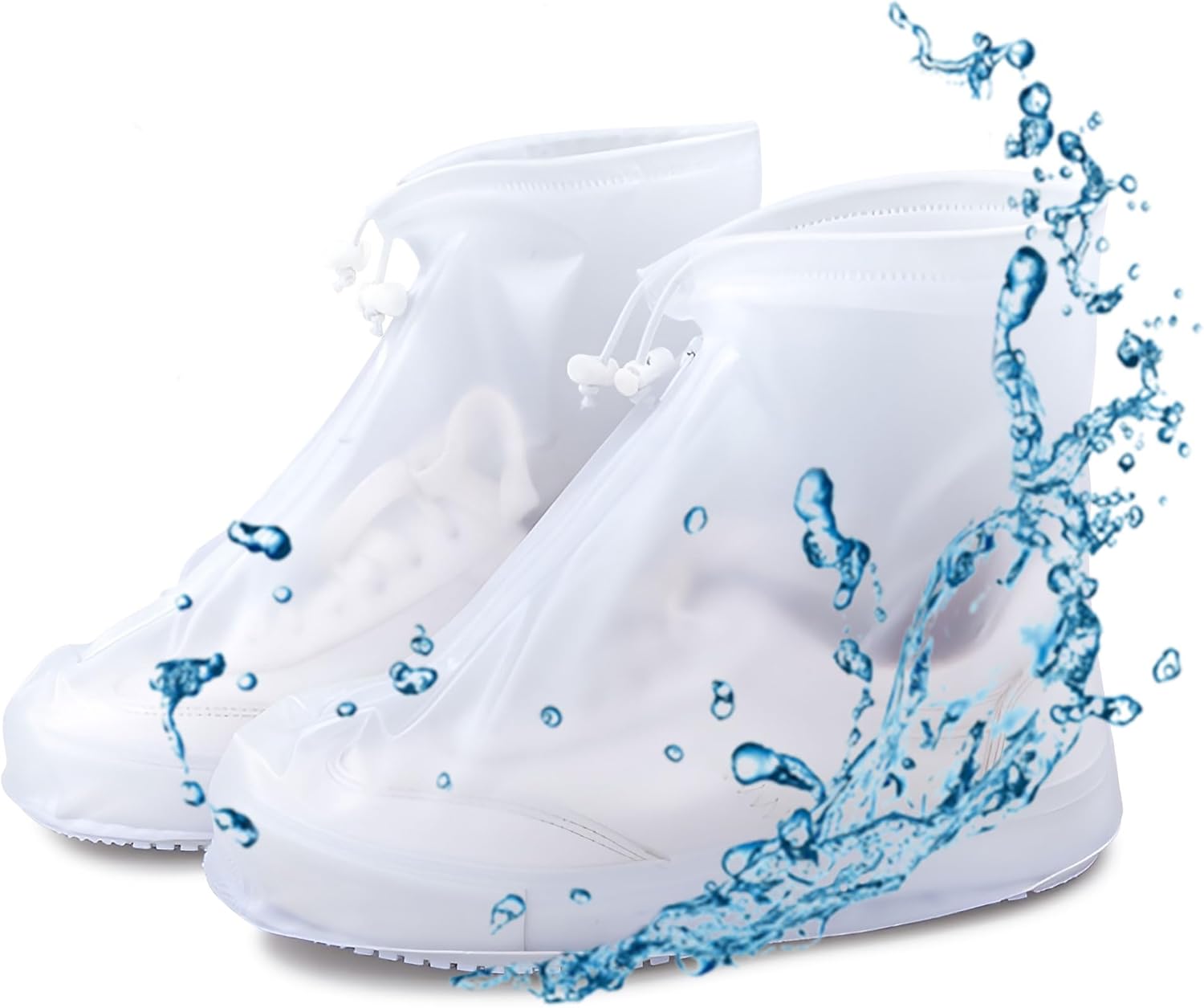 Rain Shoe Covers- Waterproof Sand Control Non-Slip Overshoes Covers Women Men Kids Outdoor Foldable Reusable PVC Rubber Sole Medium Top - XX-Large - Image 1