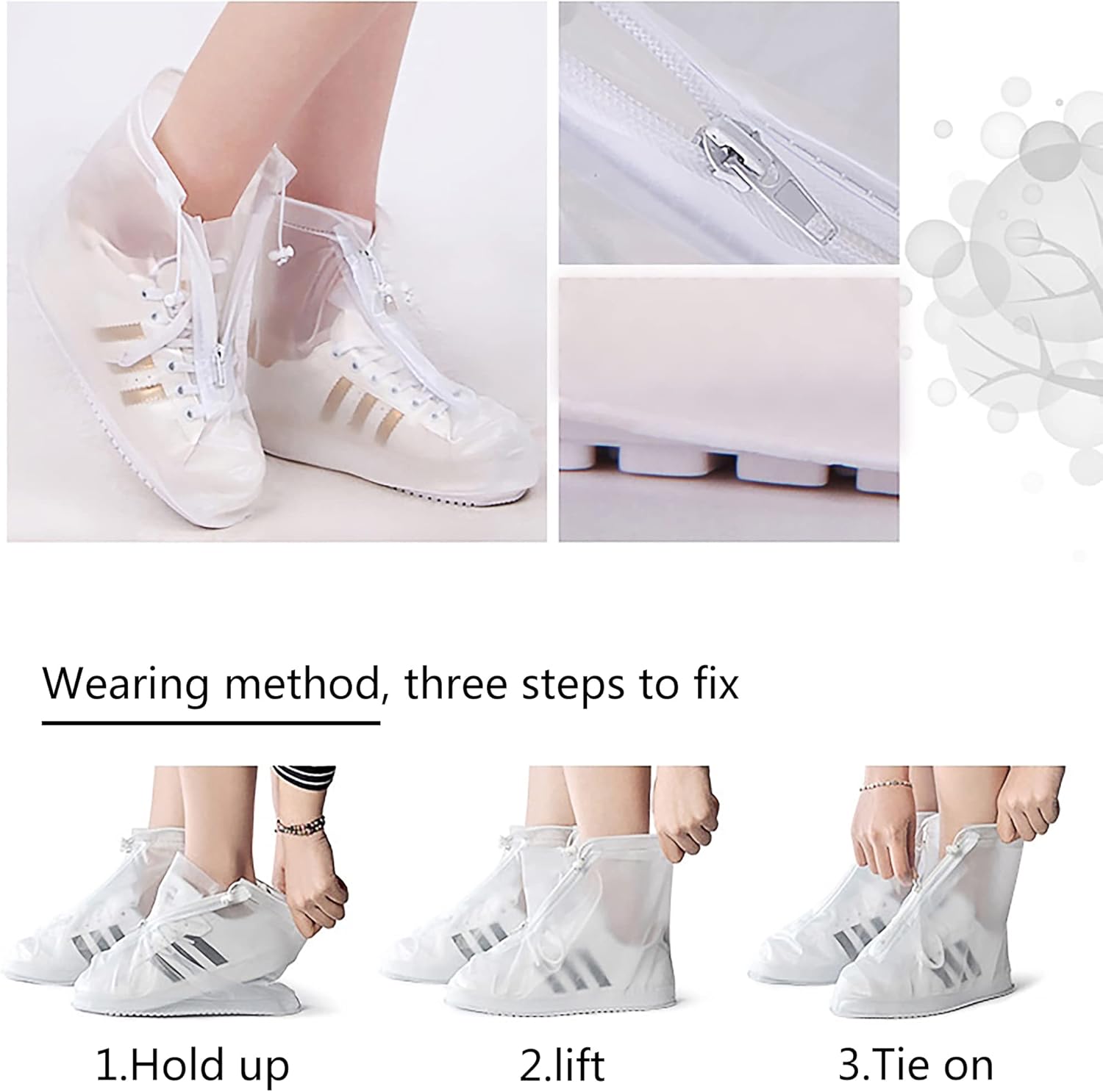 Rain Shoe Covers- Waterproof Sand Control Non-Slip Overshoes Covers Women Men Kids Outdoor Foldable Reusable PVC Rubber Sole Medium Top - XX-Large - Image 6