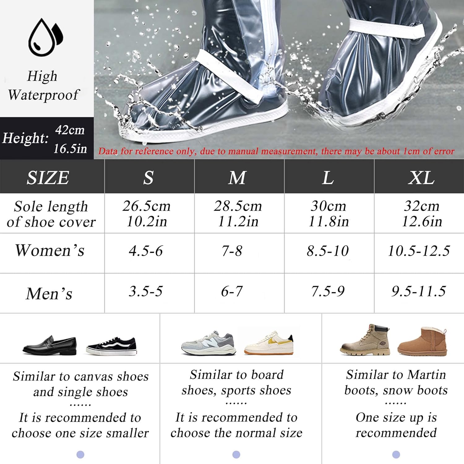 Waterproof Rain Shoe Covers Men Reusable Foldable Snow Boot with Reflector Non Slip Protector for Raining Day,Cycling,Gardening,Fishing,Hiking, Farming Transparent X-Large - Image 2