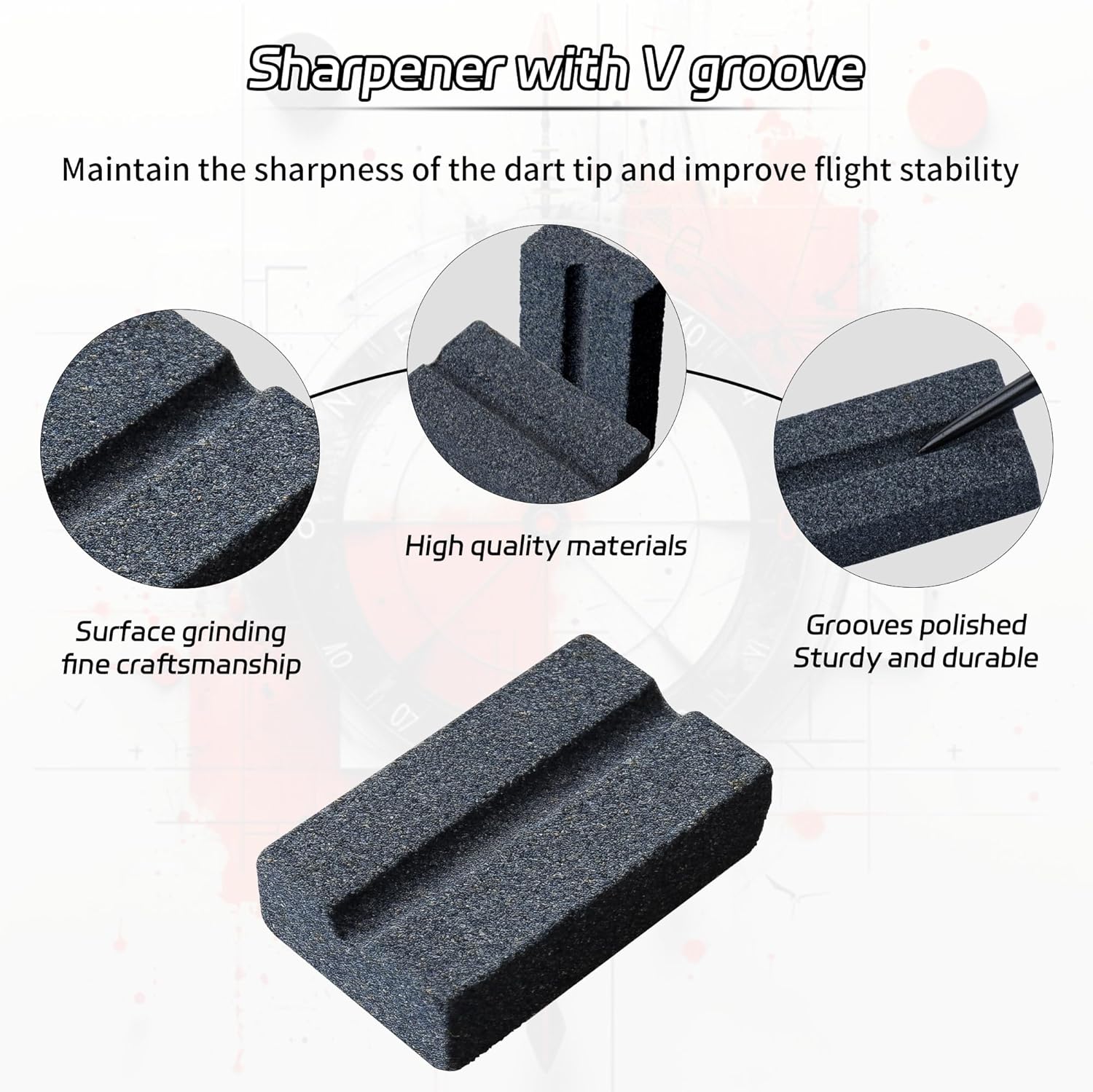 Darts V-Sharp Sharpening Stone,Dart Sharpener,Easy polishing and deburring, Long-Lasting Sharpness,Dart Accessories (4 Pack) - - Image 3