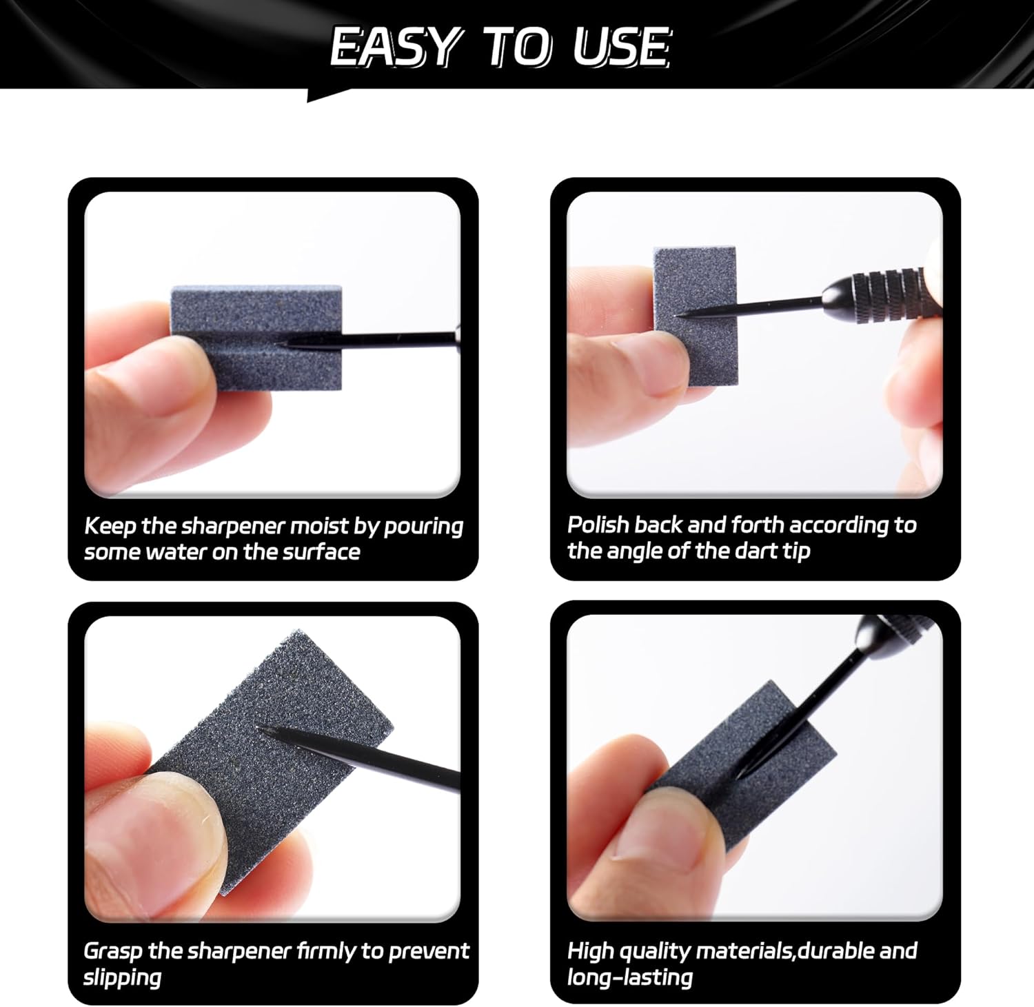 Darts V-Sharp Sharpening Stone,Dart Sharpener,Easy polishing and deburring, Long-Lasting Sharpness,Dart Accessories (4 Pack) - - Image 4