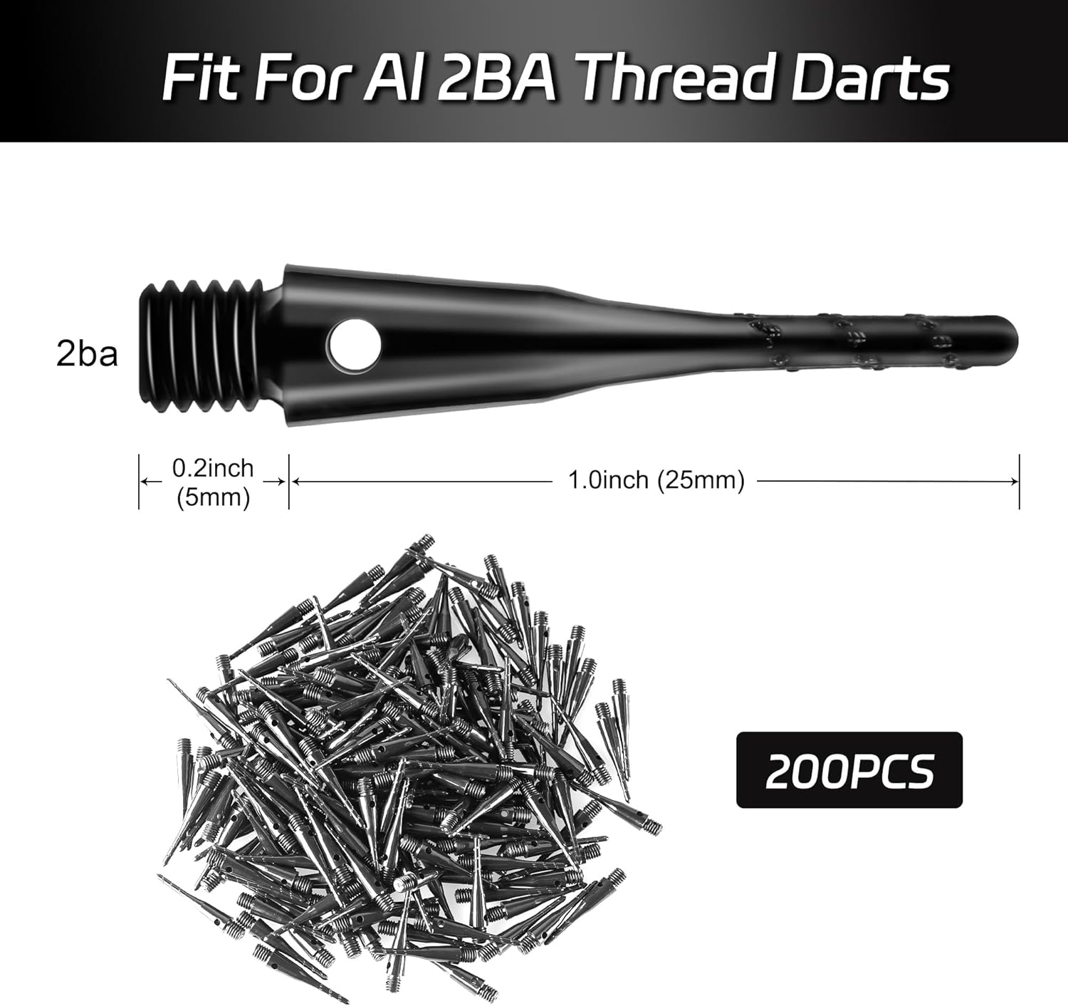 Darts Soft Tip,2BA Thread Tip Dart Point 200 Pack, Plastic Points, Sets, Accessory - - Image 2