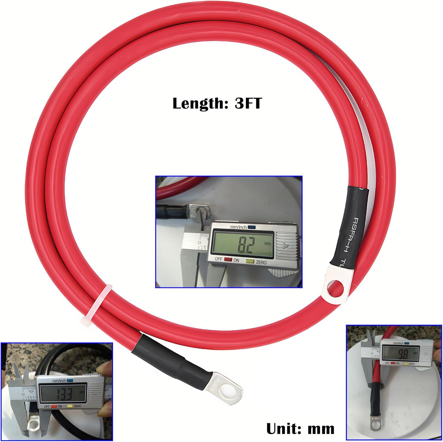 4 AWG Battery Cable,3FT Cables,With 5/16