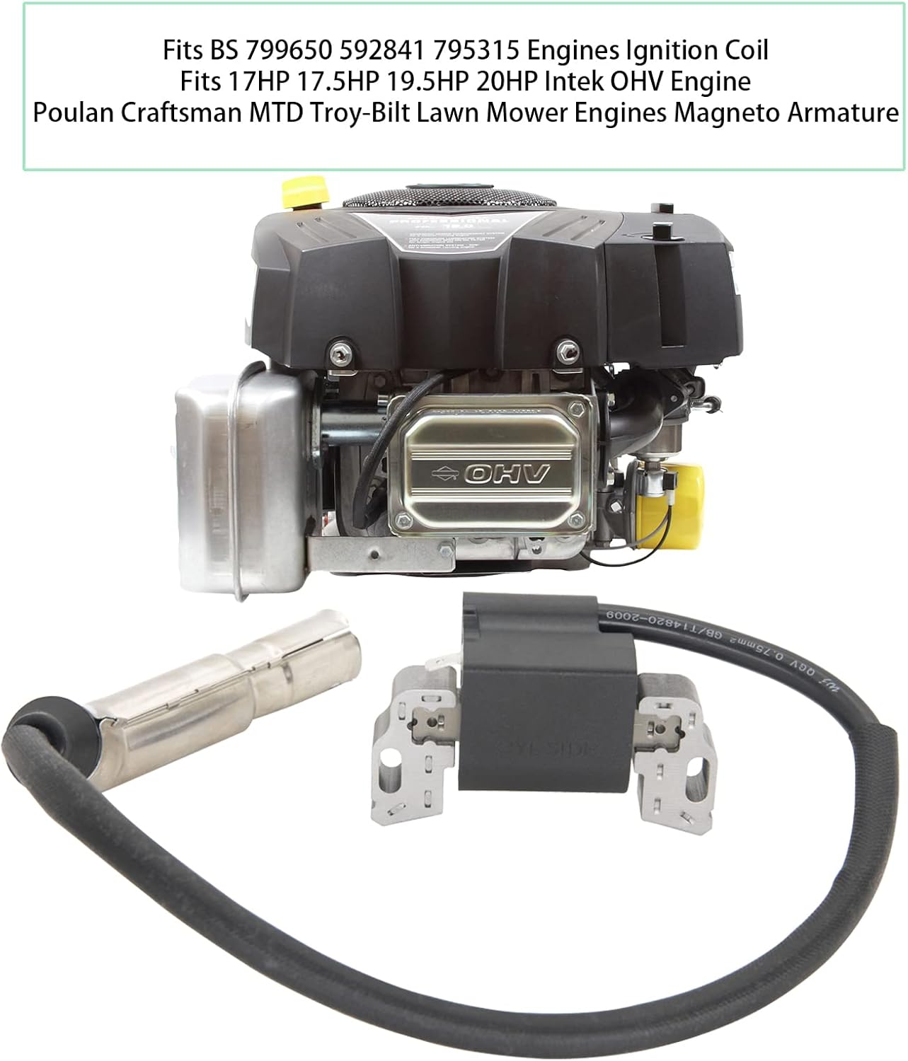 595304 Ignition Coil Magneto Armature, for BS 799650 592841 795315 17HP 17.5HP 19.5HP 20HP Intek OHV Engine Poulan Craftsman MTD Troy-Bilt Lawn Mower Engines Armature - - Image 2