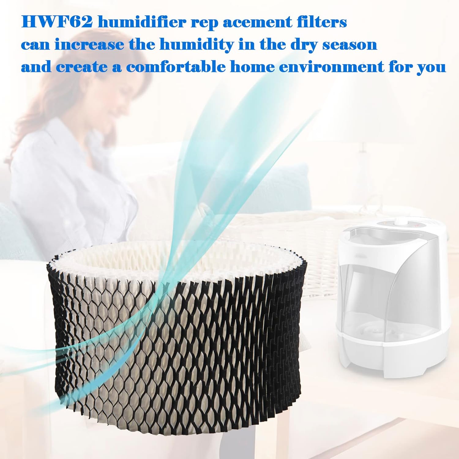 HWF62 Humidifier Filter Replacement, Compatible with for HWF62CS HWF62D SF212, Fits Sunbeam Models SCM1100, SCM1701, SCM1702, SCM1762(4 Pcs) - - Image 7